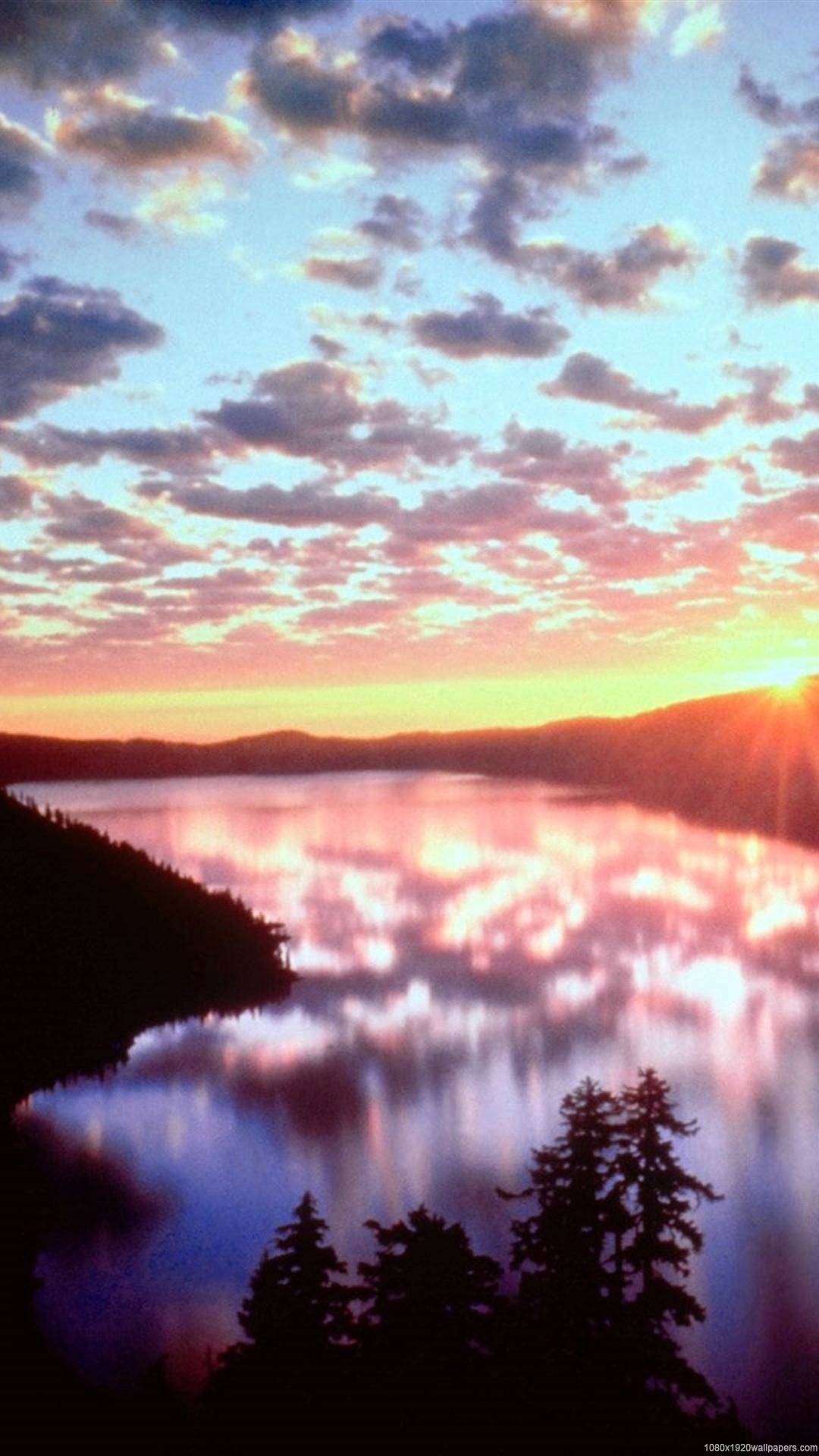 Cool Sun Lake Sunrise Island Wallpaper HD