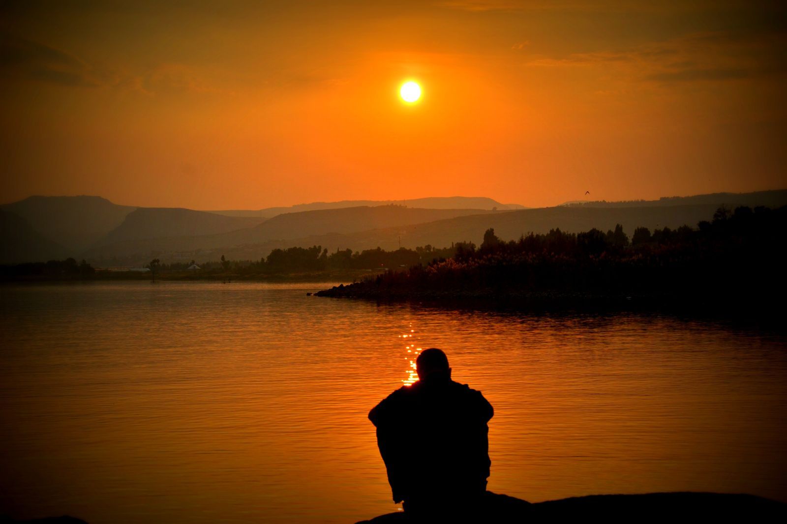 Water Person Outdoors Sunset Man Sunrise Lake Silhouette Adventure