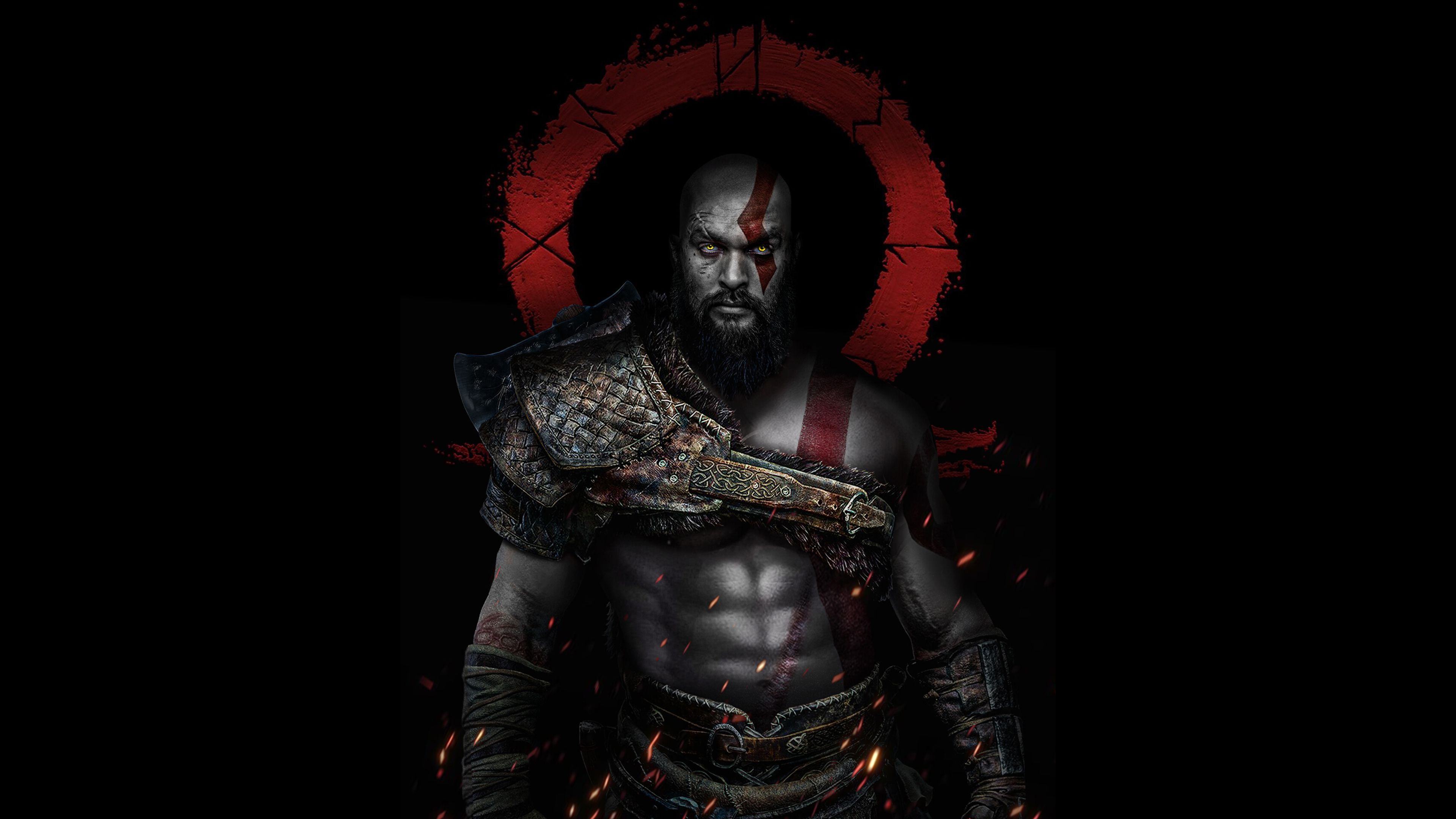 Kratos Wallpapers 4K, Jason Momoa, God of War, Dark, Graphics CGI.