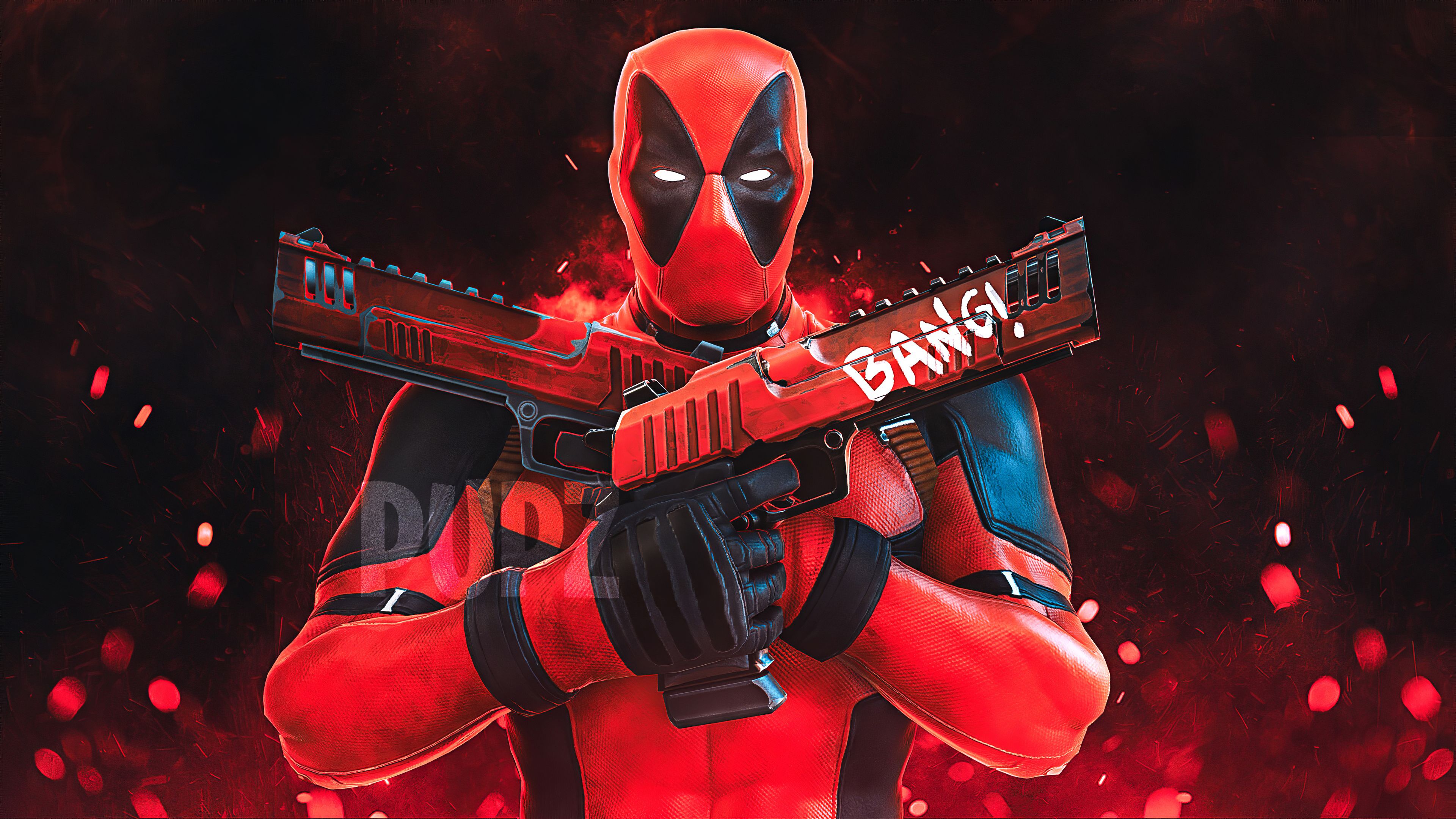 Deadpool Gun Up, HD Superheroes, 4k Wallpaper, Image