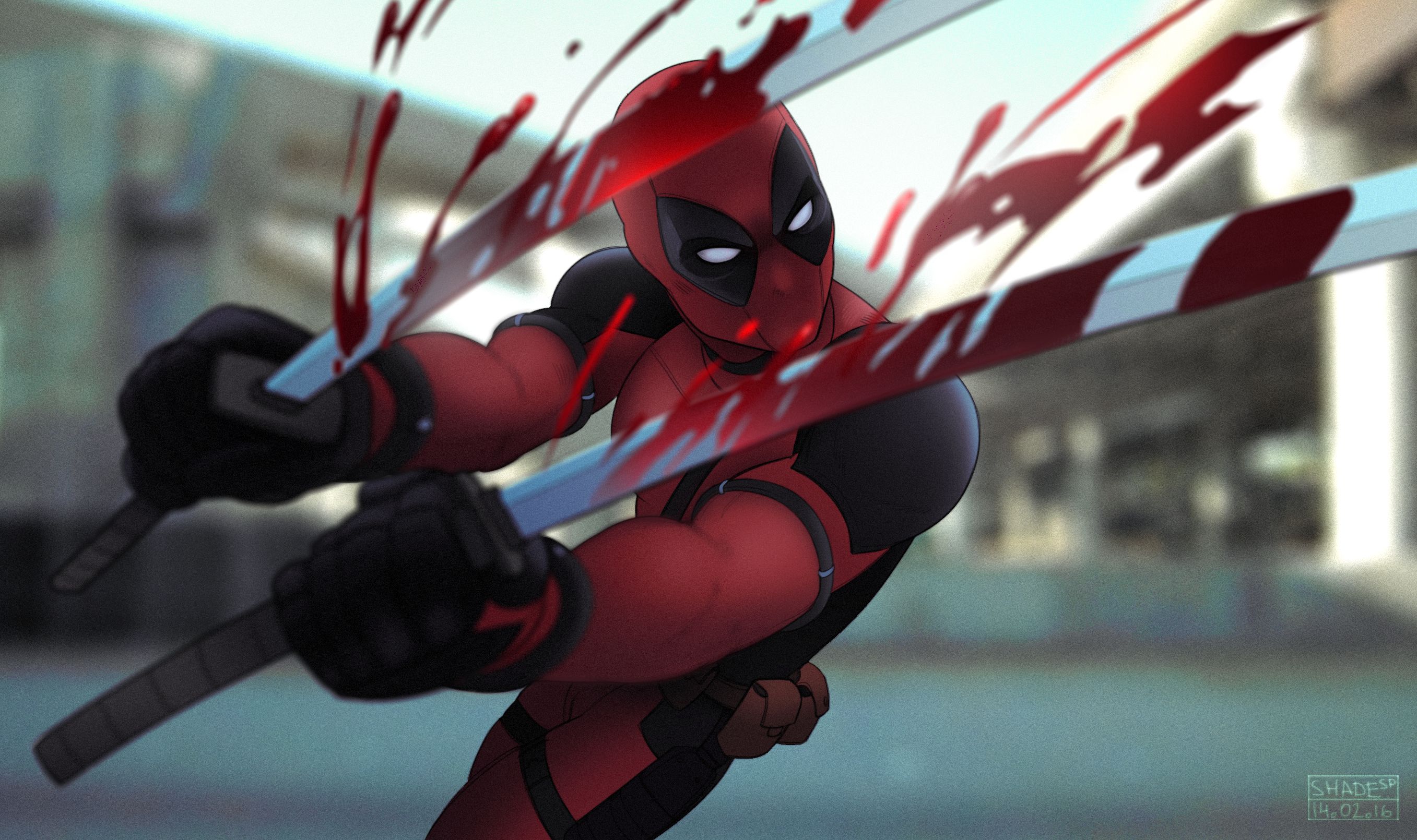 Deadpool Sword Artwork, HD Superheroes, 4k Wallpaper, Image