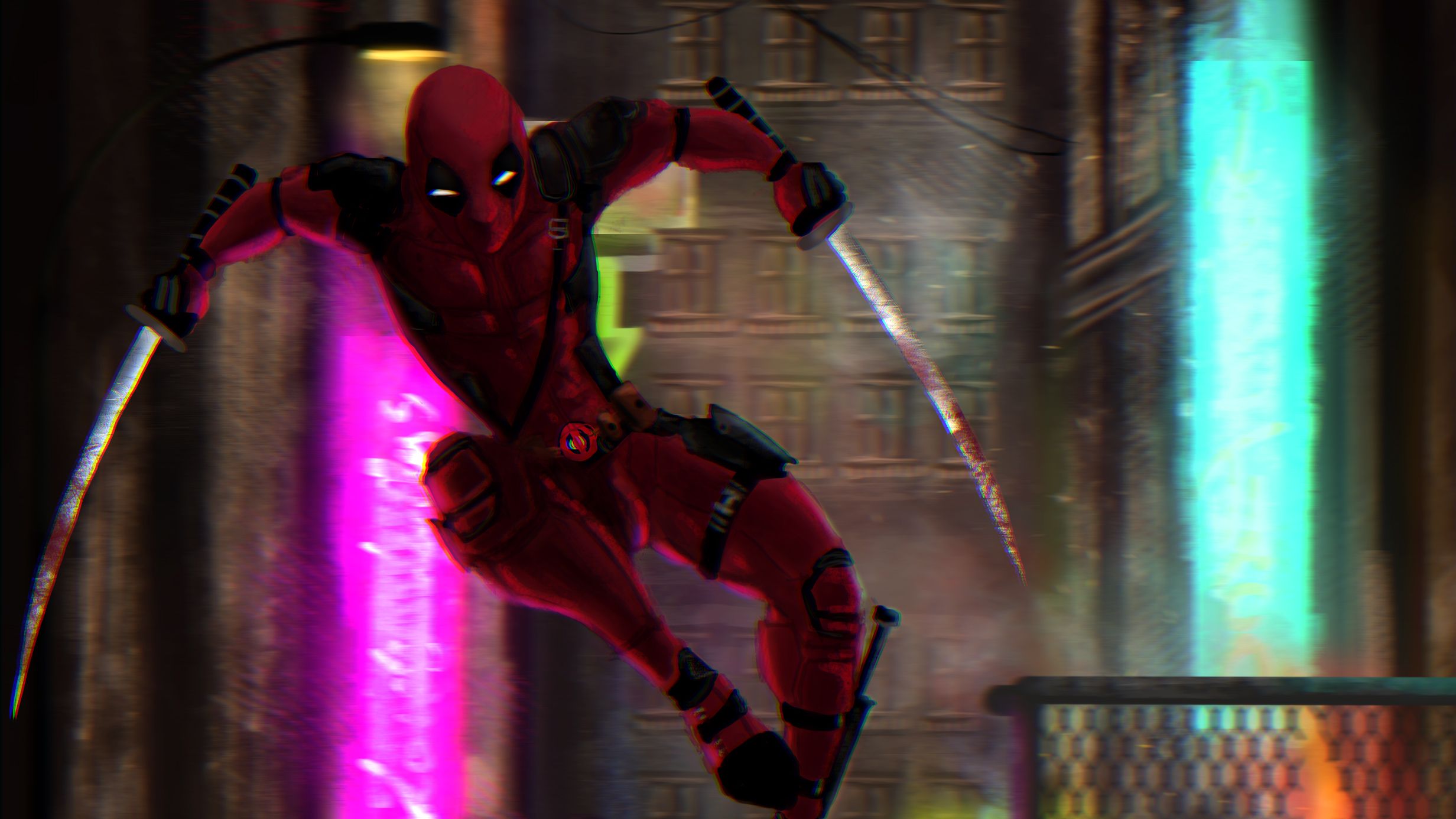 Deadpool Sword Art, HD Superheroes, 4k Wallpaper, Image
