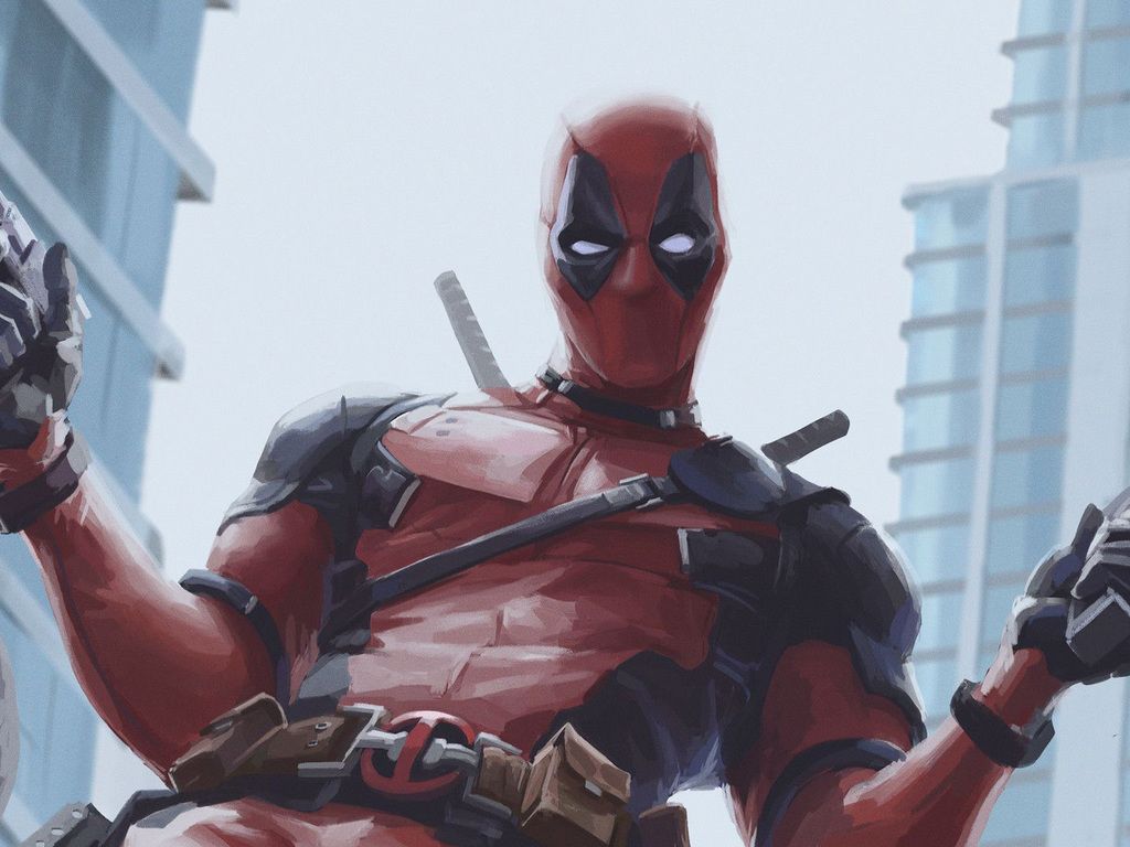 Deadpool With Two Guns Up Artwork Wallpaper and Background Image