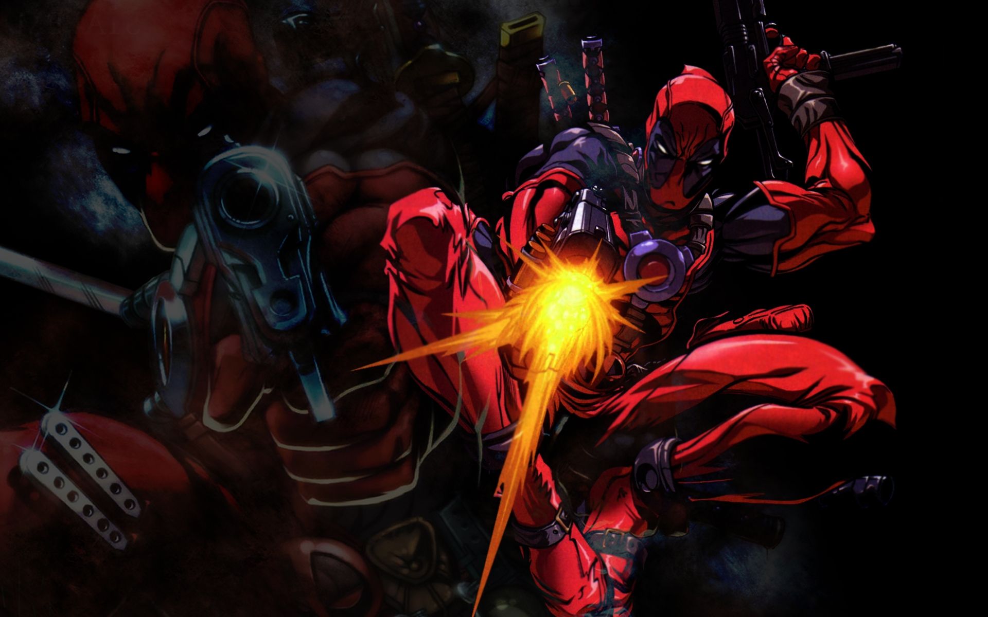 Anti Hero Deadpool Shooting With Gun Wallpaper HD / Desktop