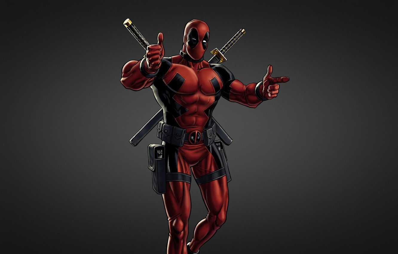 Wallpaper red, sword, black background, comic, deadpool, deadpool