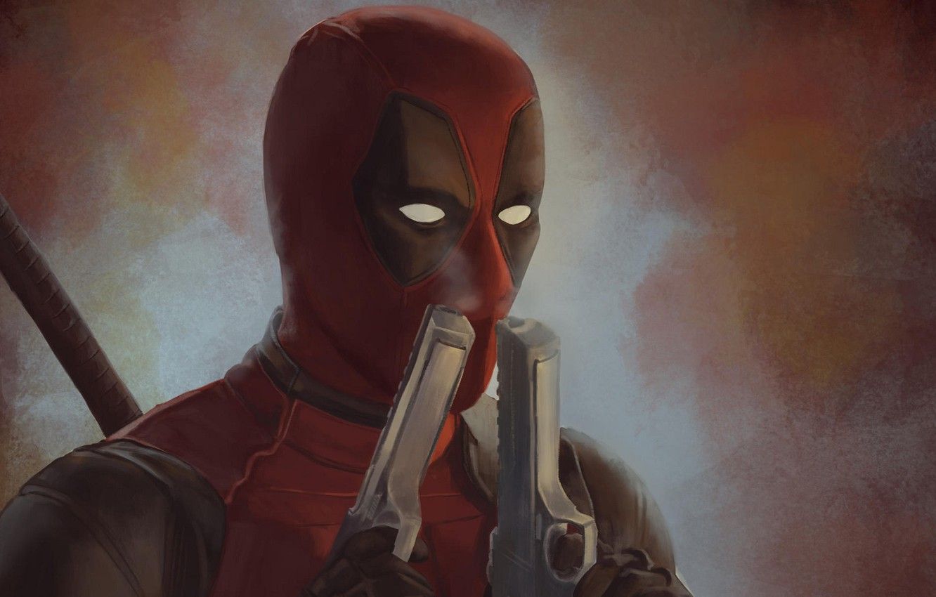 Wallpaper gun, art, costume, comics, Deadpool, Deadpool image
