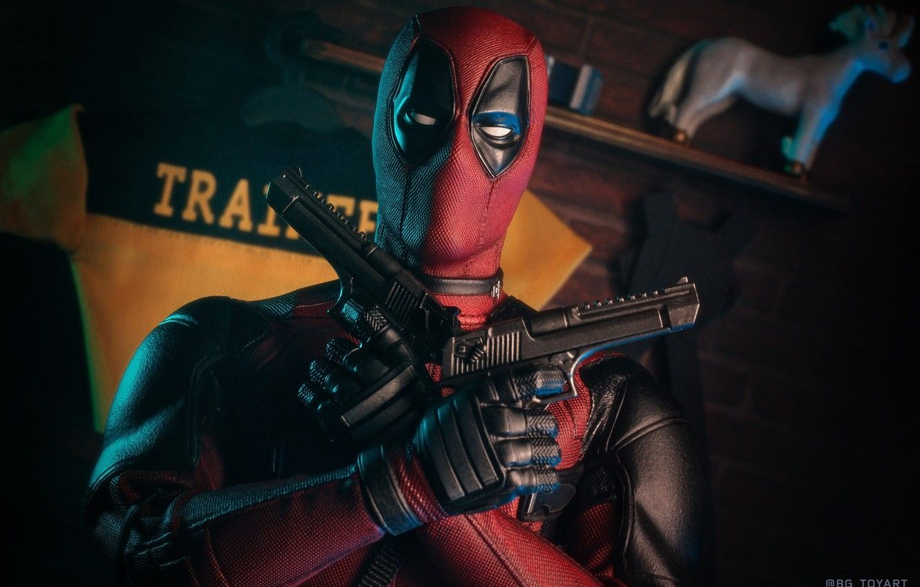 Wallpaper background, fiction, guns, mask, art, comics, Deadpool