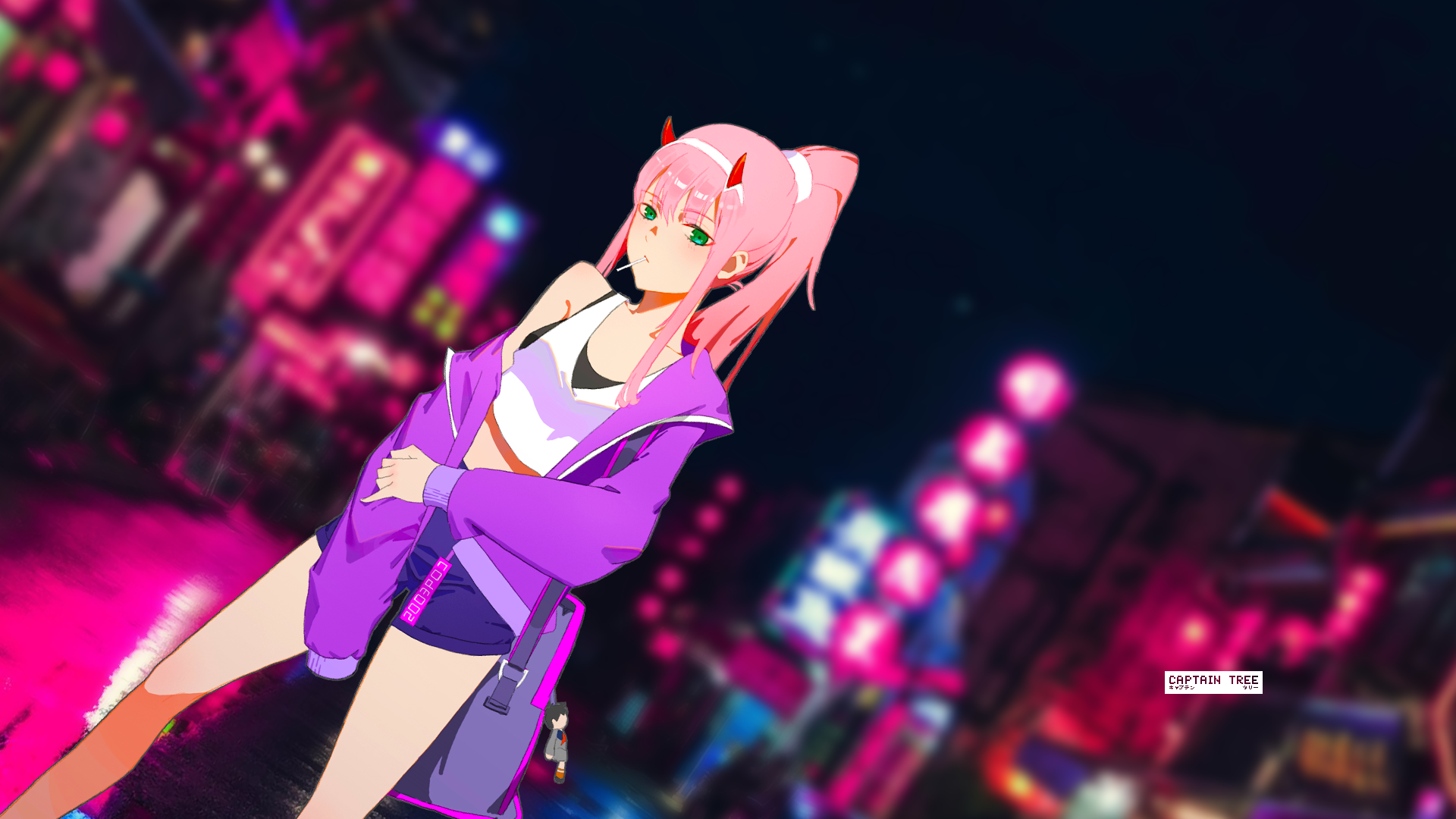 Kawaii Zero Two in The City HD Wallpaper. Background Image