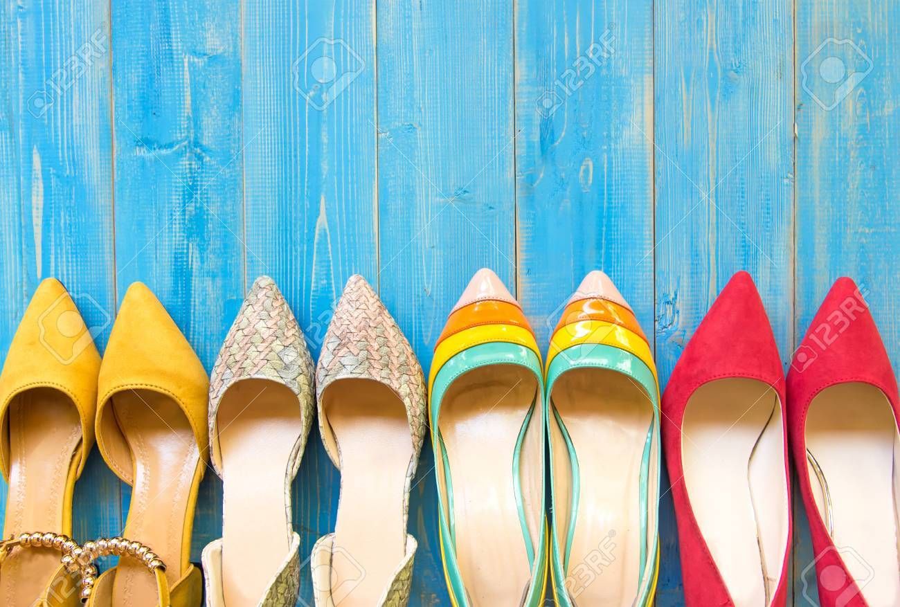 Free download Collection Of Womens Shoes On Blue Background [1300x877] for your Desktop, Mobile & Tablet. Explore Shoe Background. Shoe Wallpaper, Shoe Background, Jordan Shoe Wallpaper
