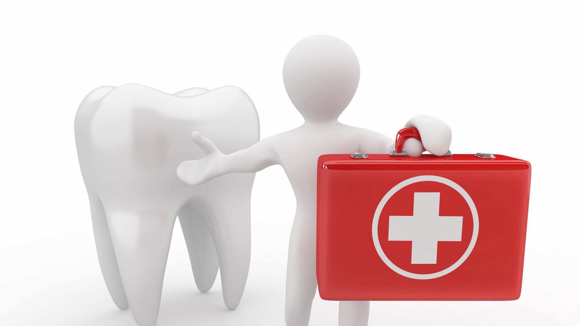 Download Wallpaper 1920x1080 tooth, man, health, dental, suitcase, white background Full HD 1080p HD Background