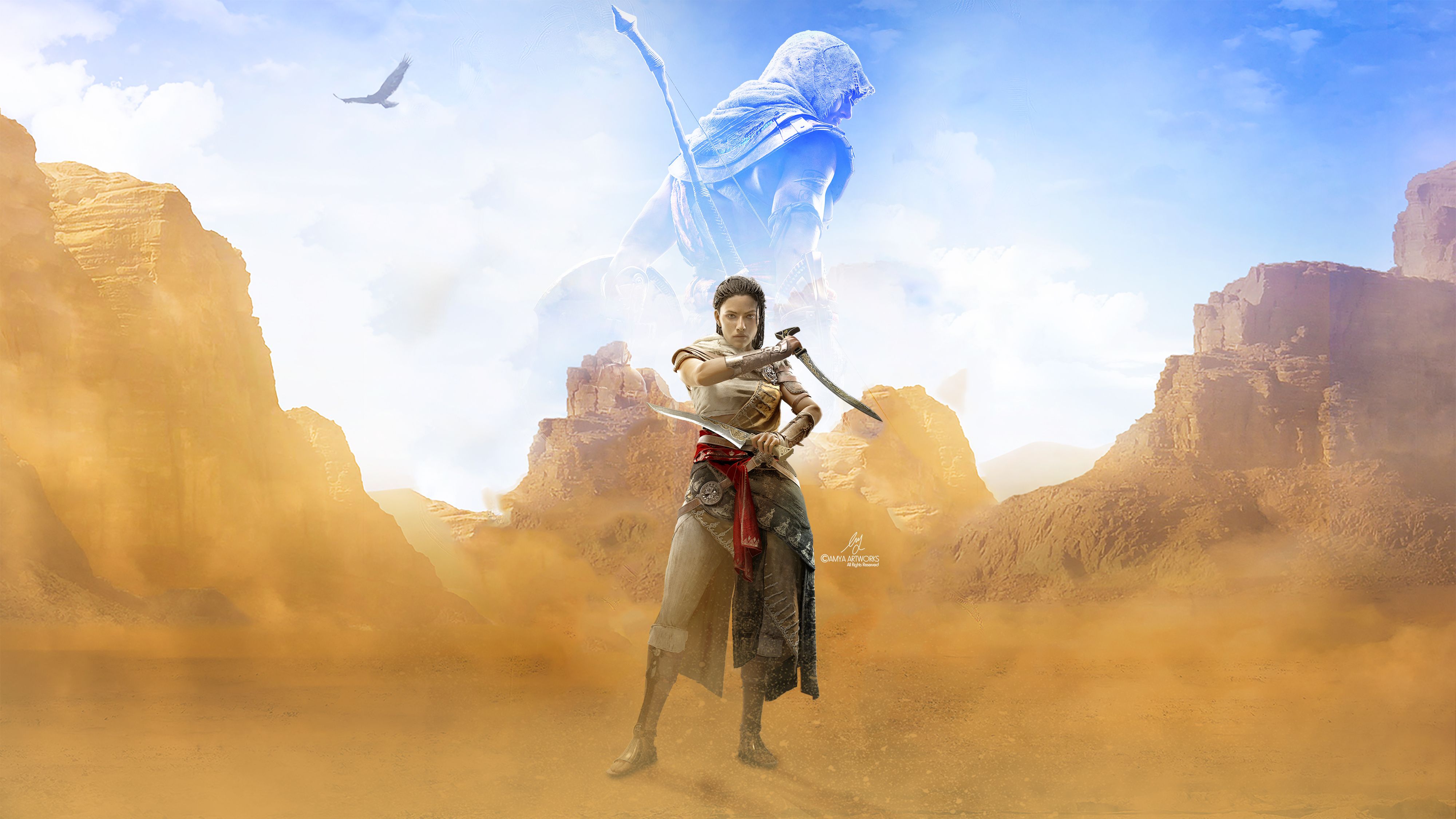 Wallpaper Aya, Assassin's Creed: Origins, Artwork, 4K, Games