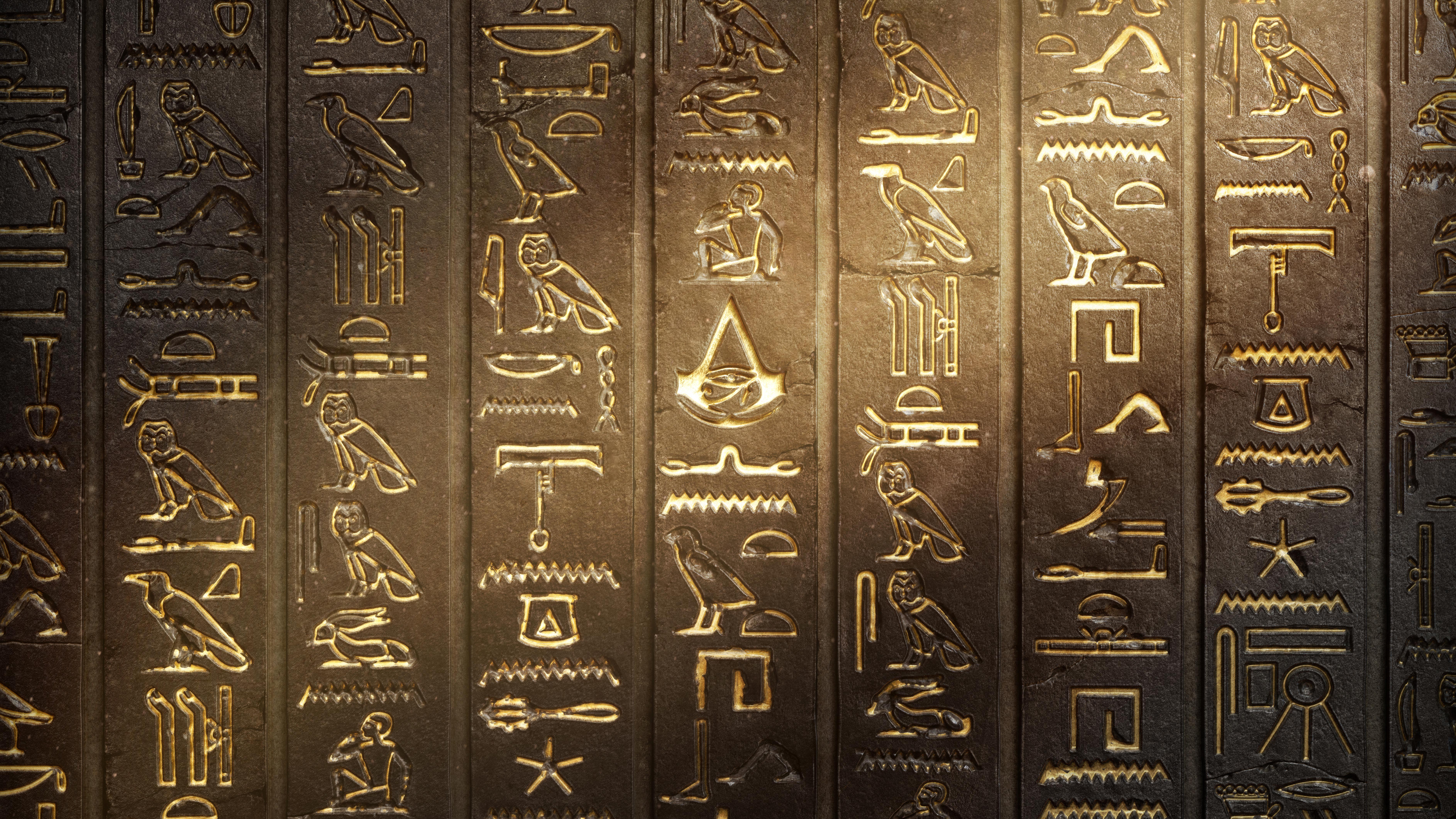 Hieroglyphs Assassins Creed Origins, HD Games, 4k Wallpaper