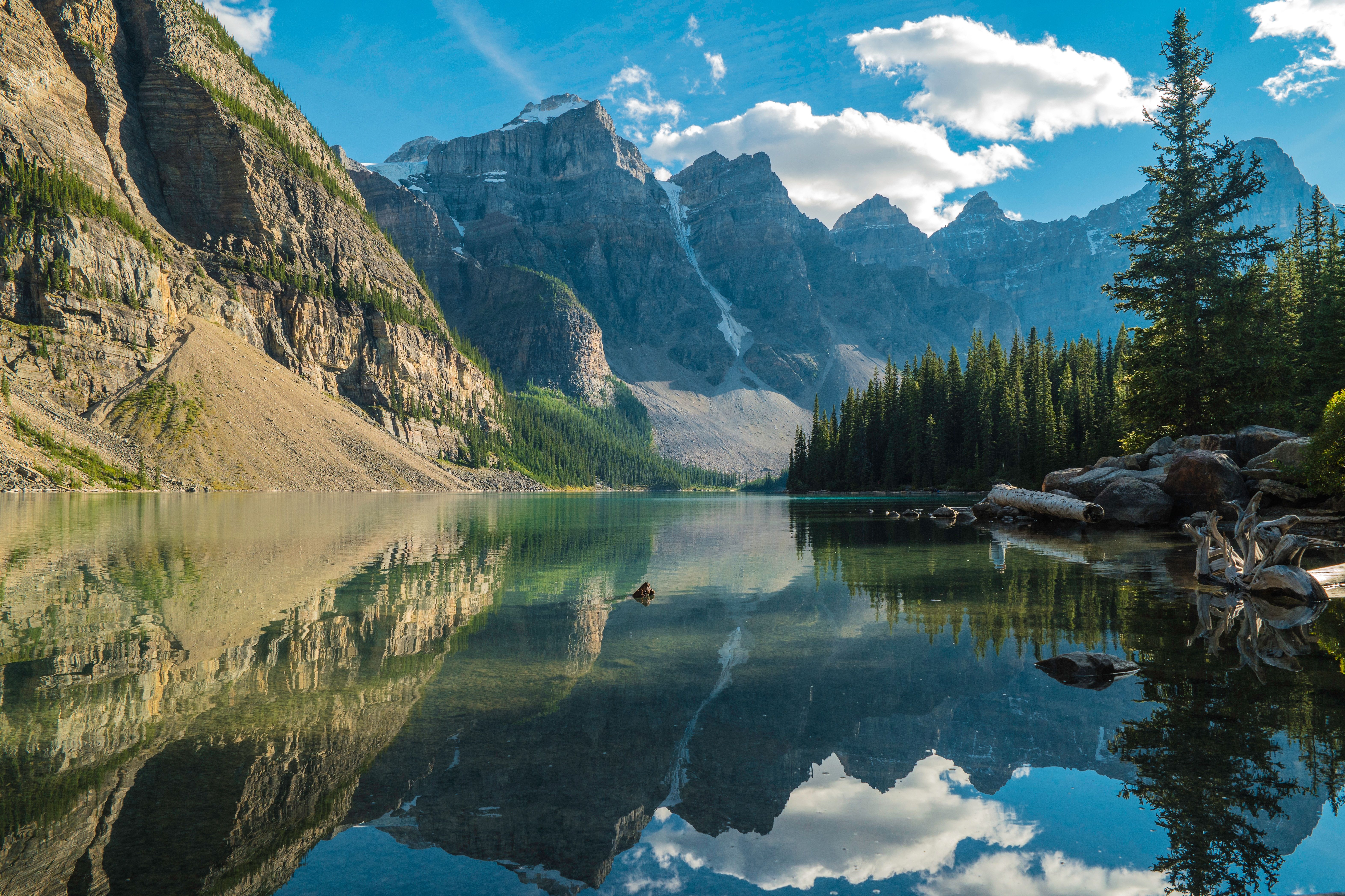 6289x4193 #peaceful, #outdoors, #calm, #cloud, #cloudscape, #trees, #lake, #water, #blue sky, #wallpaper, #summer, #sun, #sunshine, #Public domain image, #nature, #mountain, #canadian, #canada, #forest, #reflection, #mountains. Mocah HD