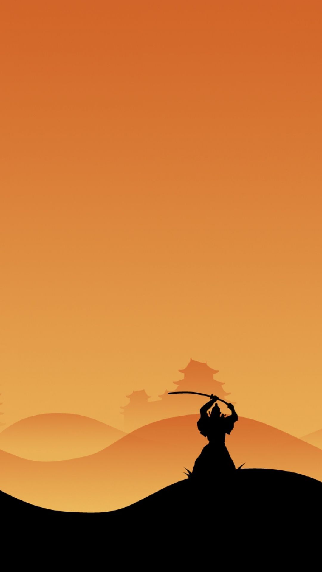 Wallpaper samurai, night, silhouette. Fotos pintura