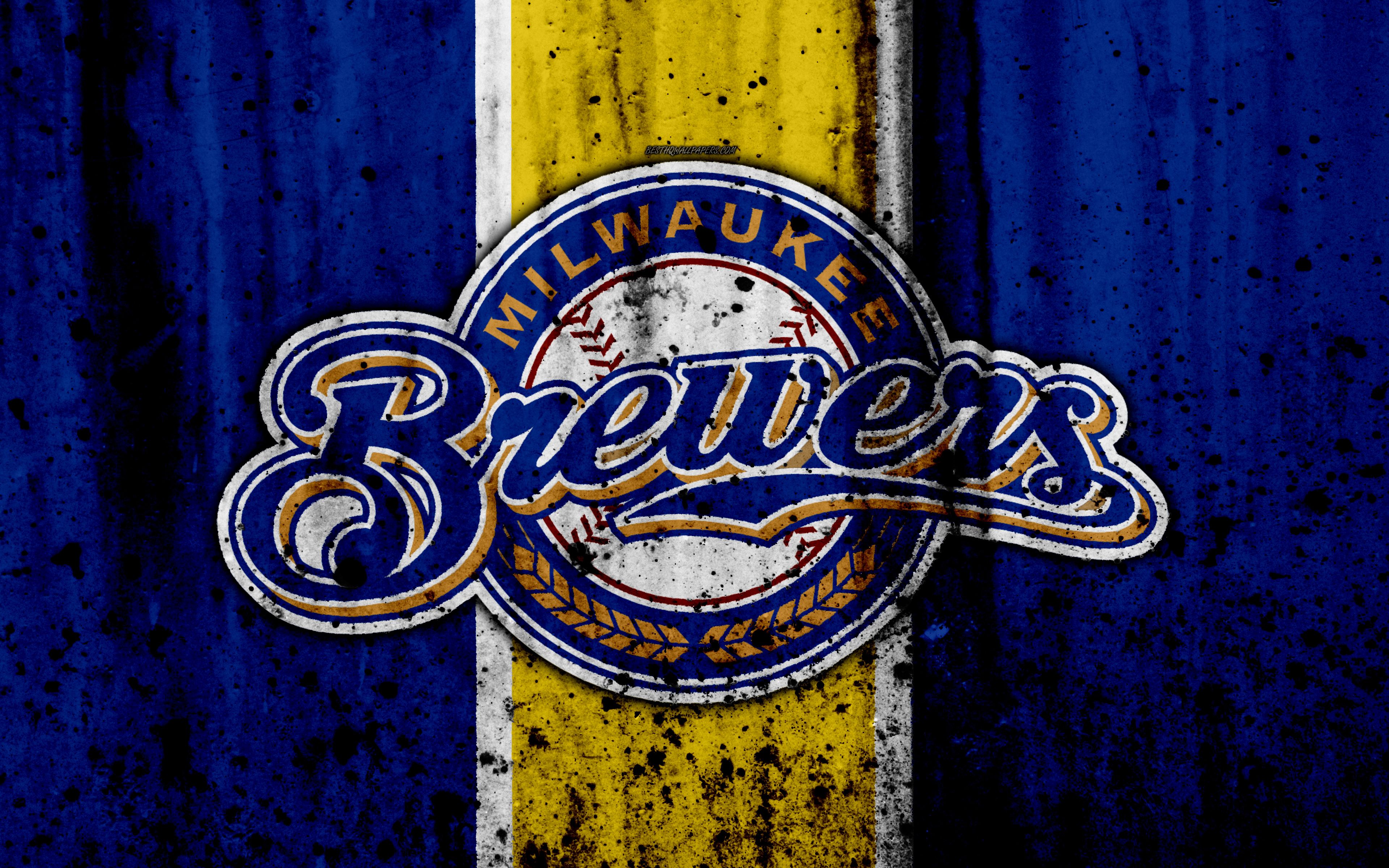Download wallpaper 4k, Milwaukee Brewers, grunge, baseball club