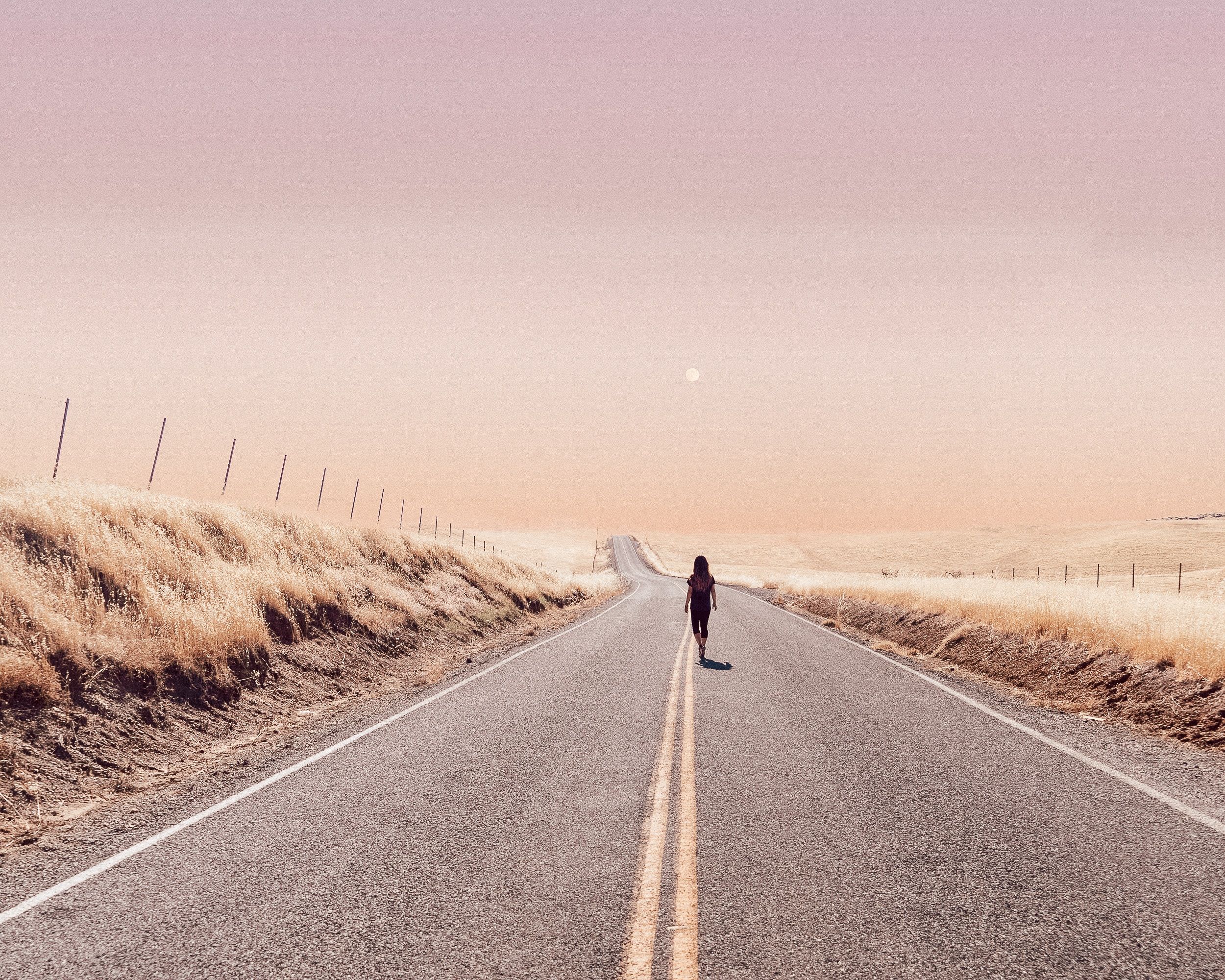 Girl Walking Alone On Desert Road, HD Photography, 4k Wallpaper