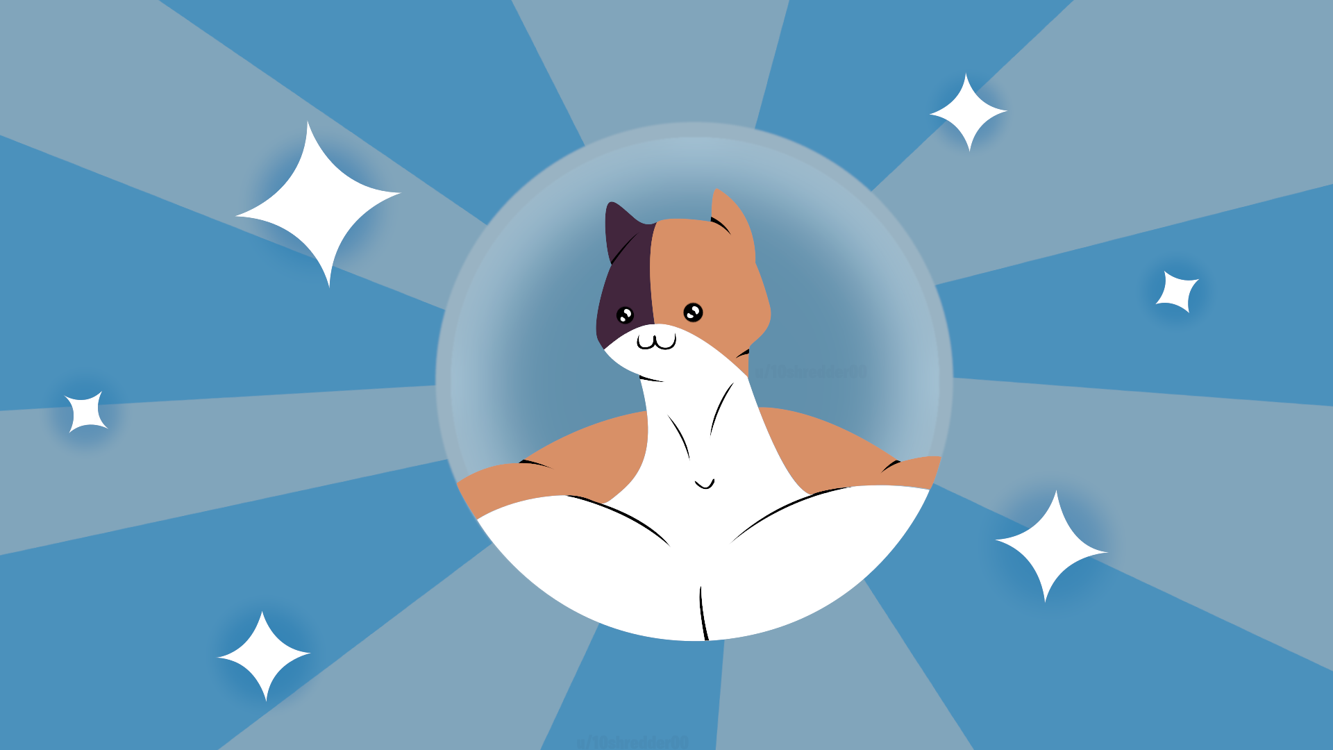 I recreated the Buff Cat wallpaper on Lynx's monitor to be