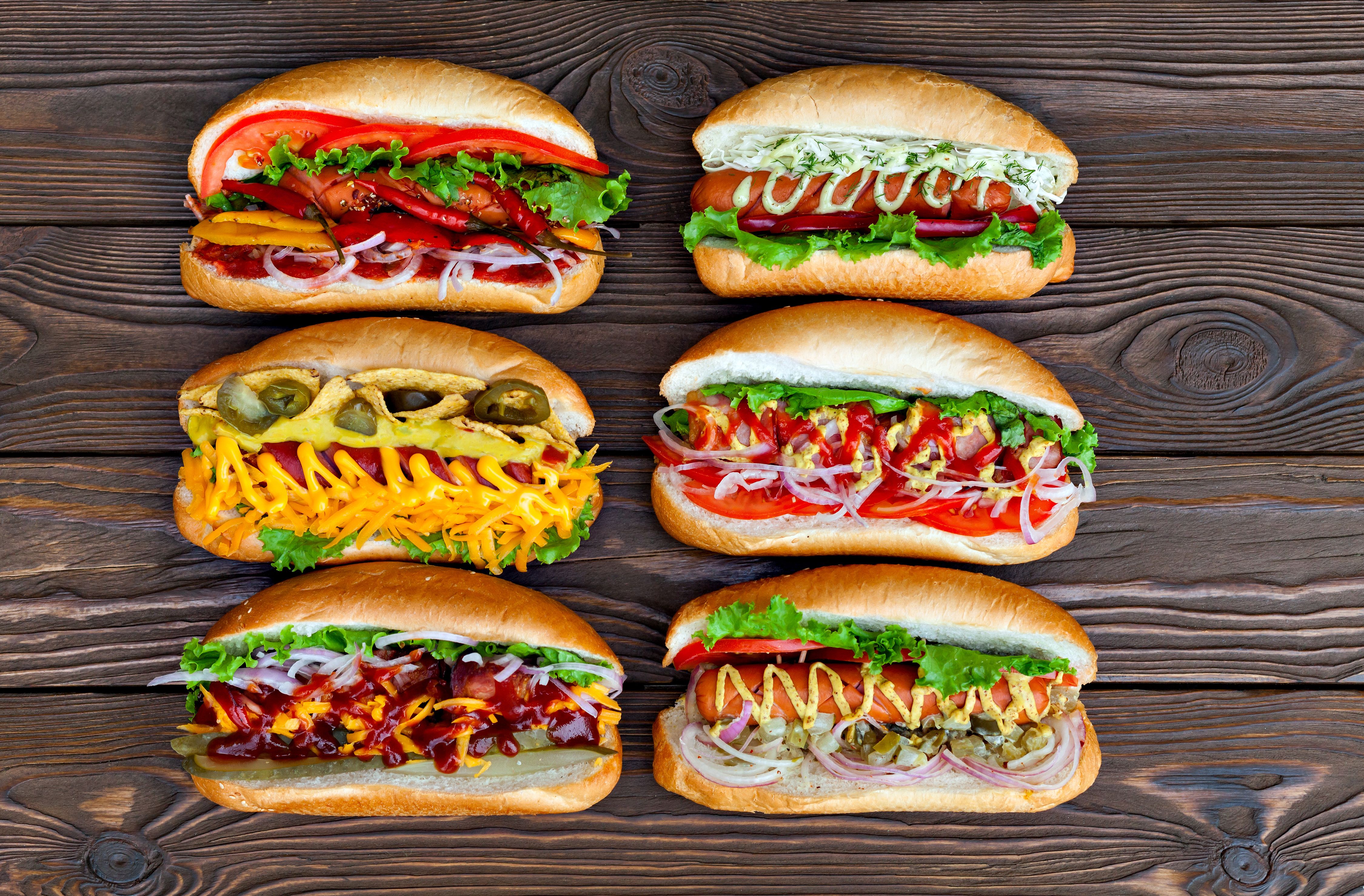 Photos Food Hot dog Buns Fast food Vienna sausage Senape 4500x2957