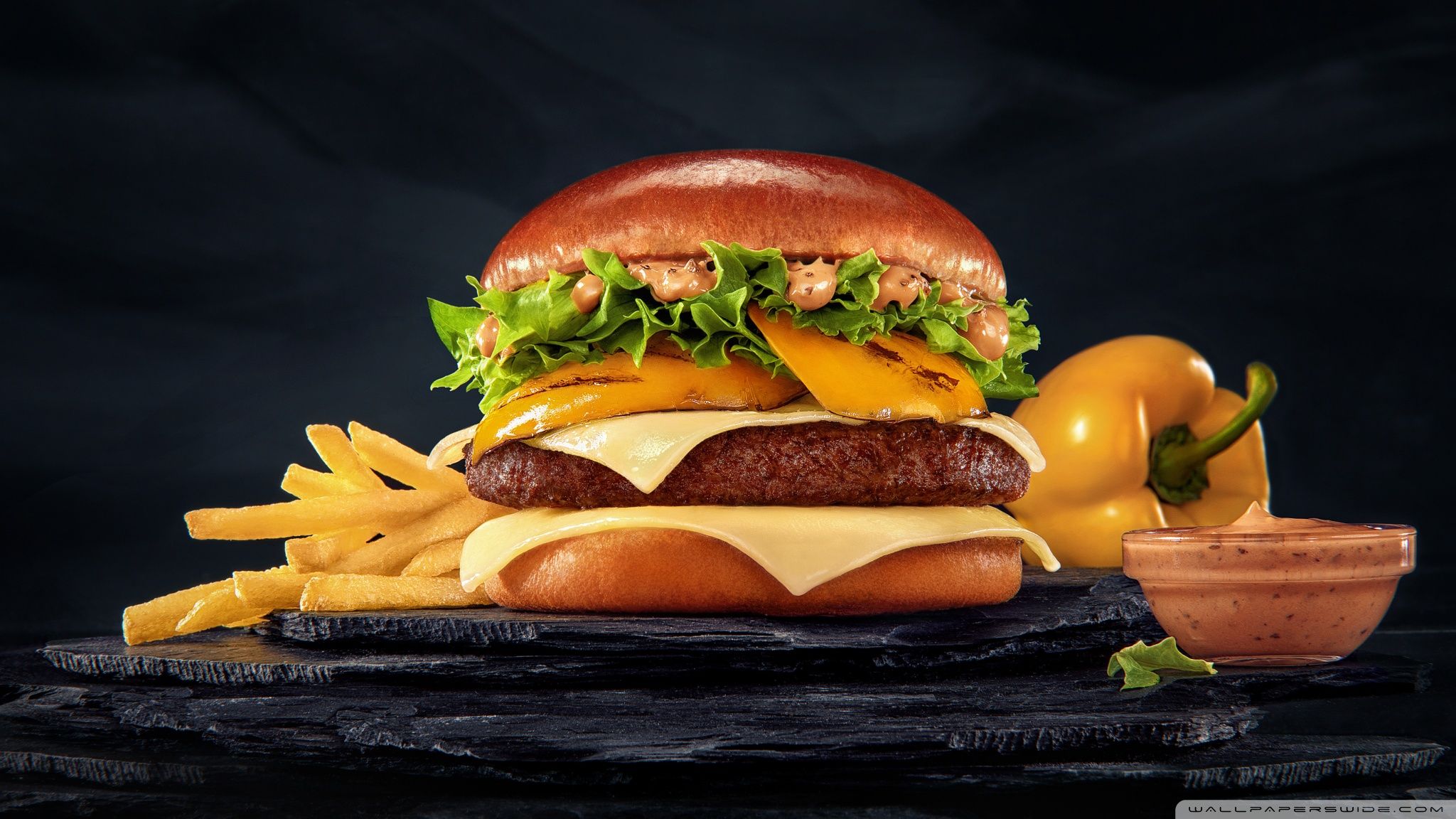 McDonald's Burger and Fries Ultra HD Desktop Background Wallpaper