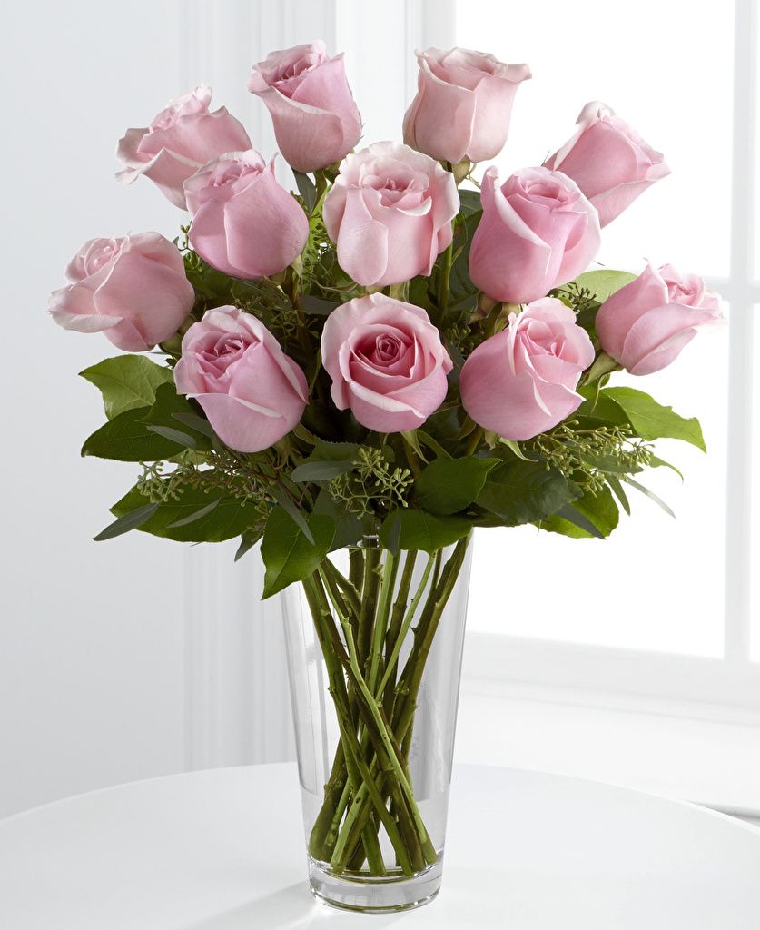 Desktop Wallpaper Bouquets rose Pink color flower Vase