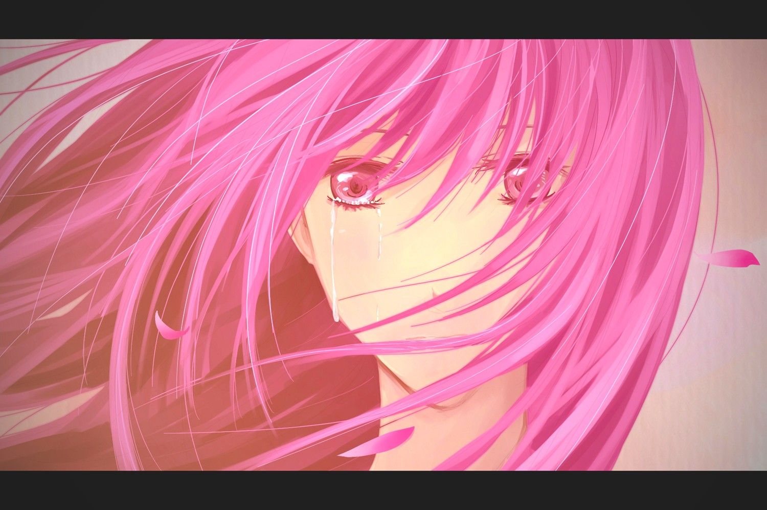 Women tears sad pink hair anime teardrops pink eyes sadness anime girls wallpaperx997