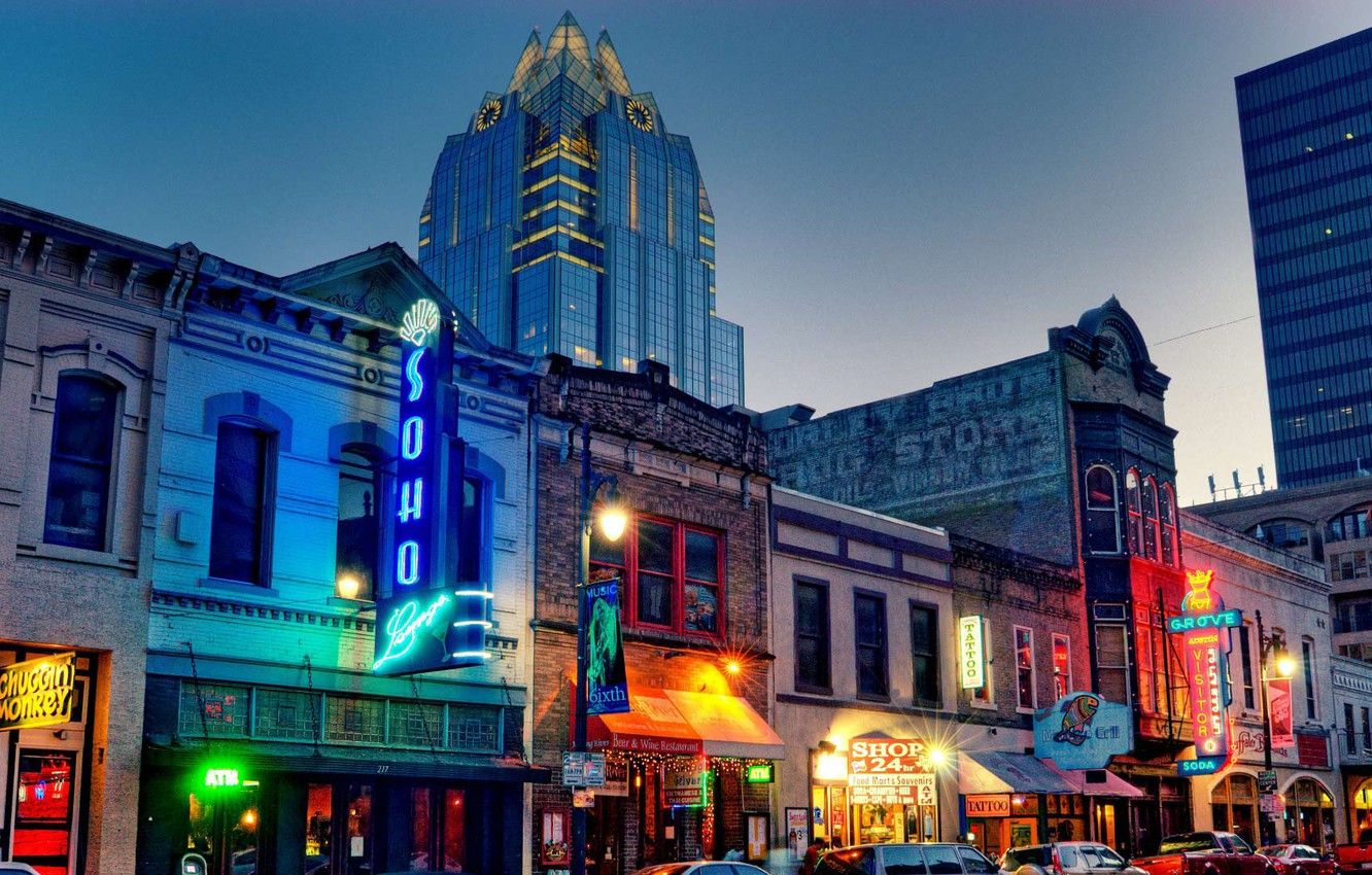 Wallpaper lights, street, home, the evening, USA, Austin, Texas