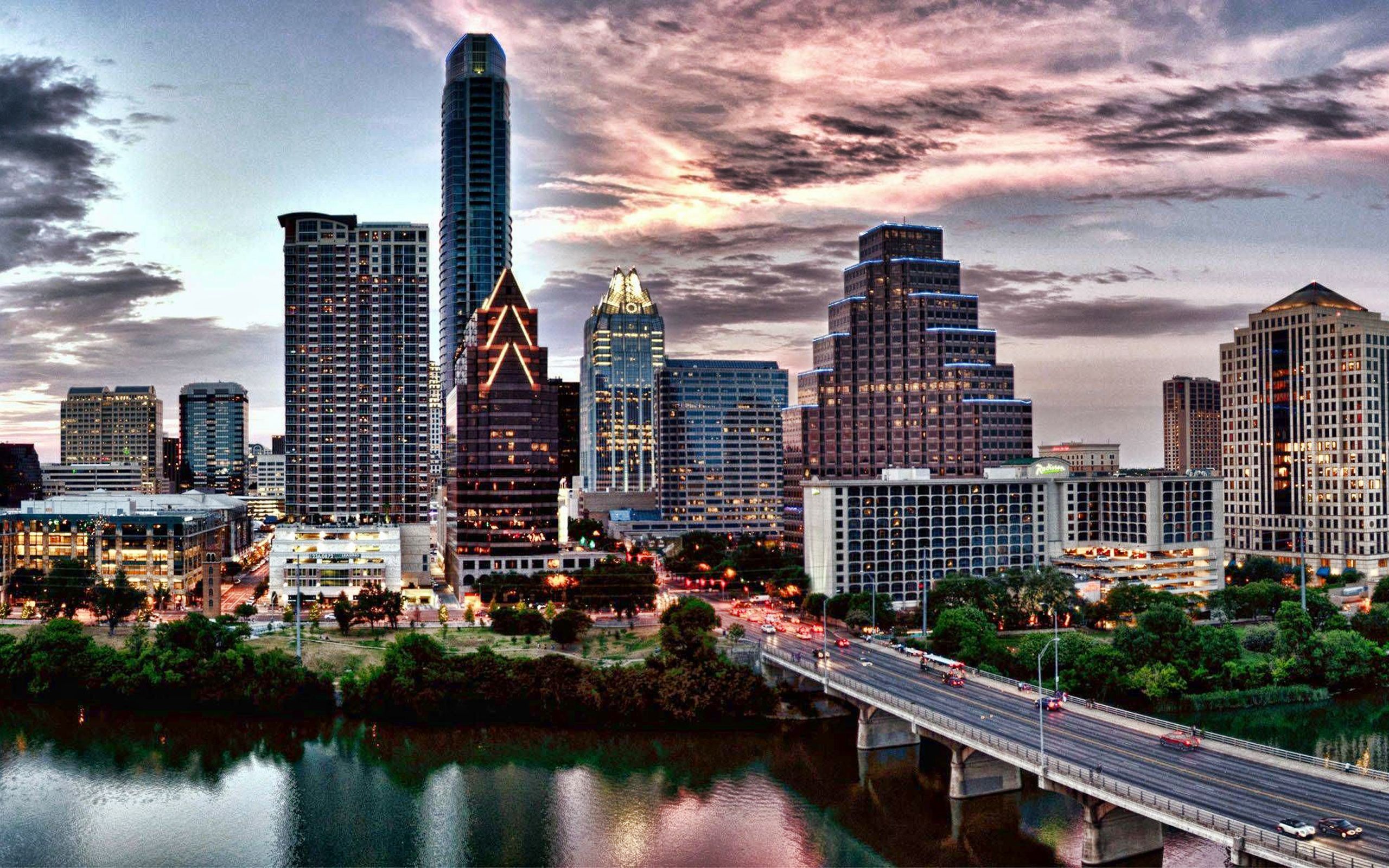 Download wallpaper Austin, capital of Texas, evening, sunset