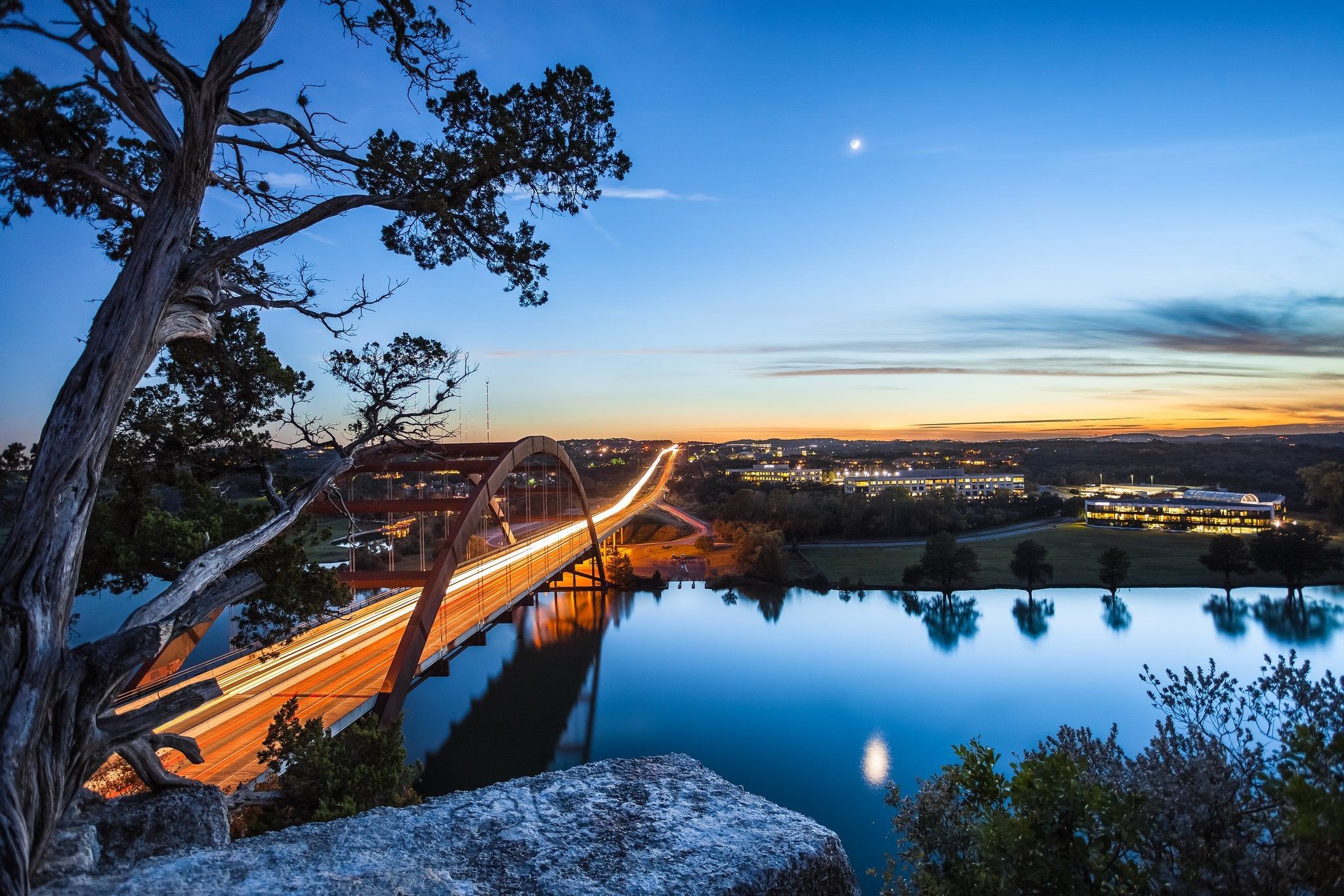 Pennybacker Bridge sunset, Austin Texas (OC) [2048x1365]