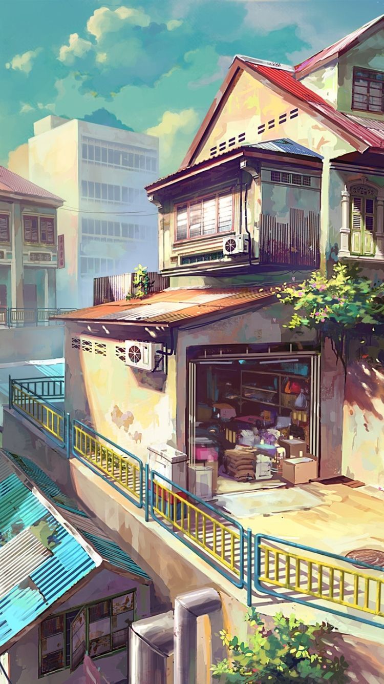 Anime City Phone Wallpaper
