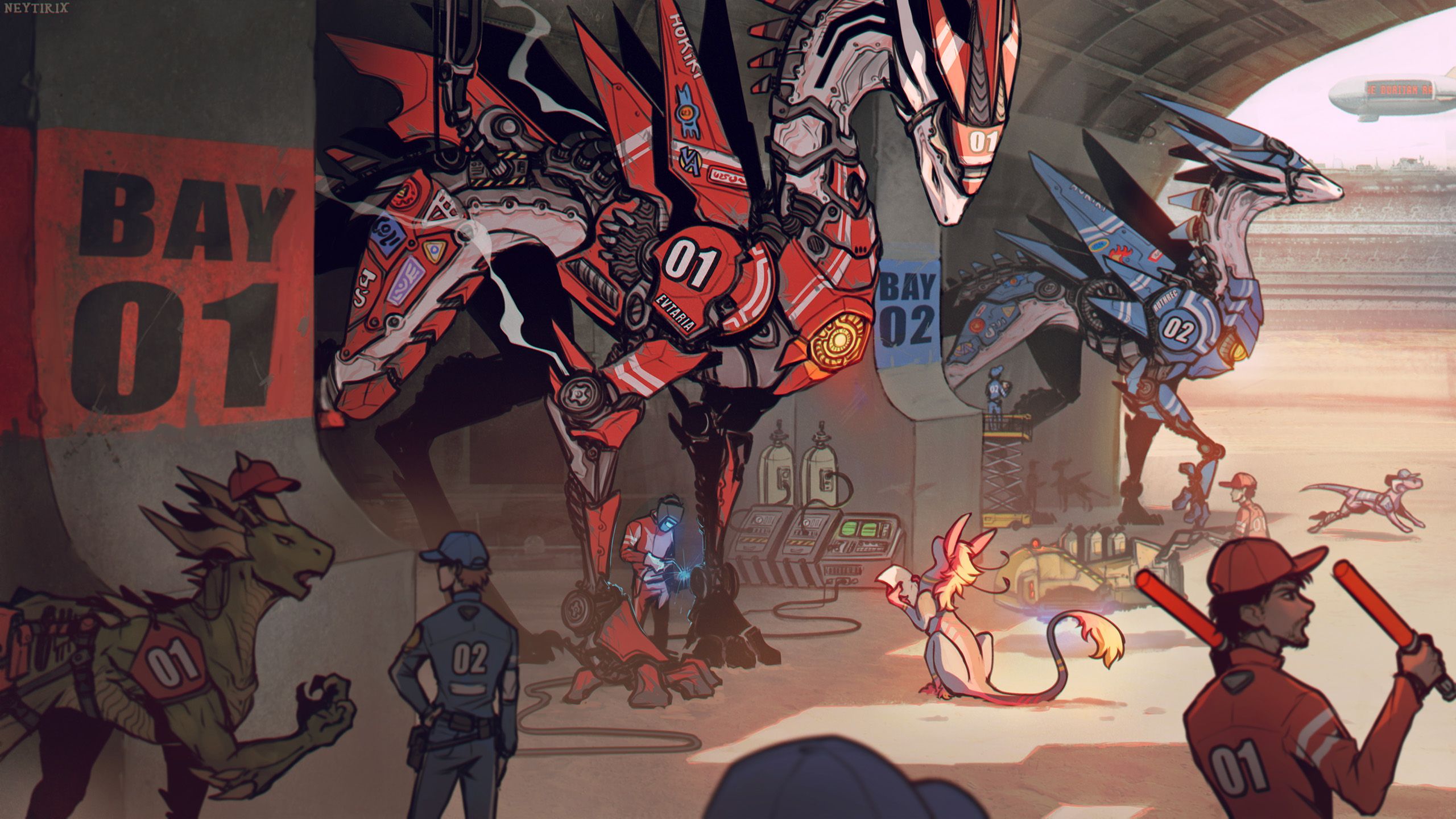Racing Dragons Cyberpunk, HD Artist, 4k Wallpaper, Image