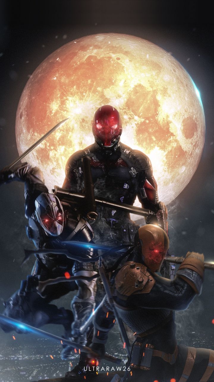 Red hood, deadpool, deathstroke, villains, art, 720x1280 wallpaper. Superhero wallpaper, Deathstroke, Red hood