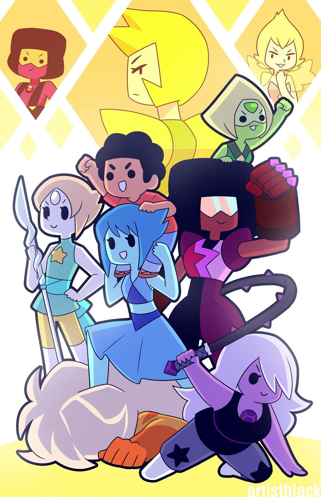 The New Crystal Gems. Amethyst just needs her newest outfit