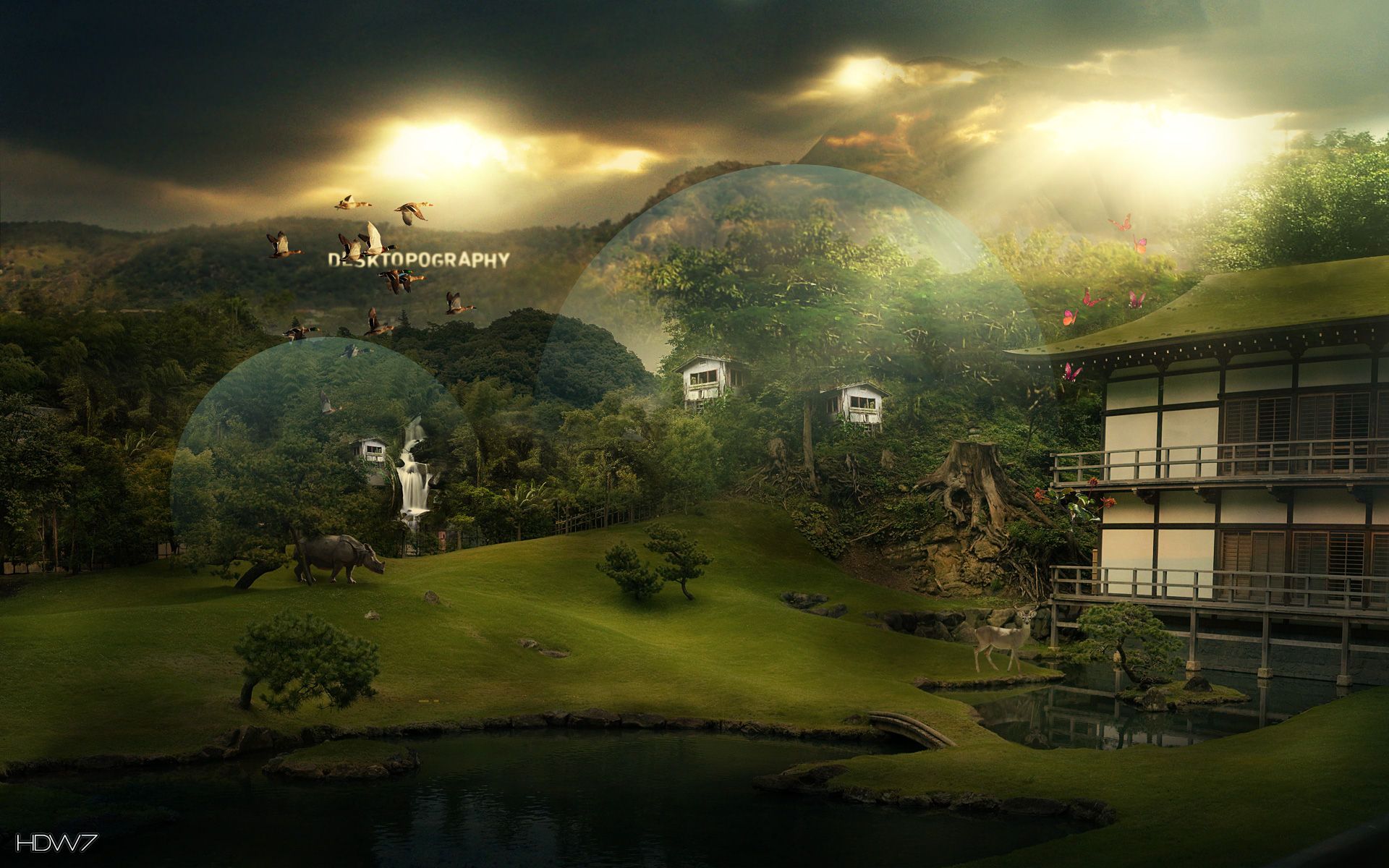 fantasy garden cloudy day wallpaper. HD wallpaper gallery