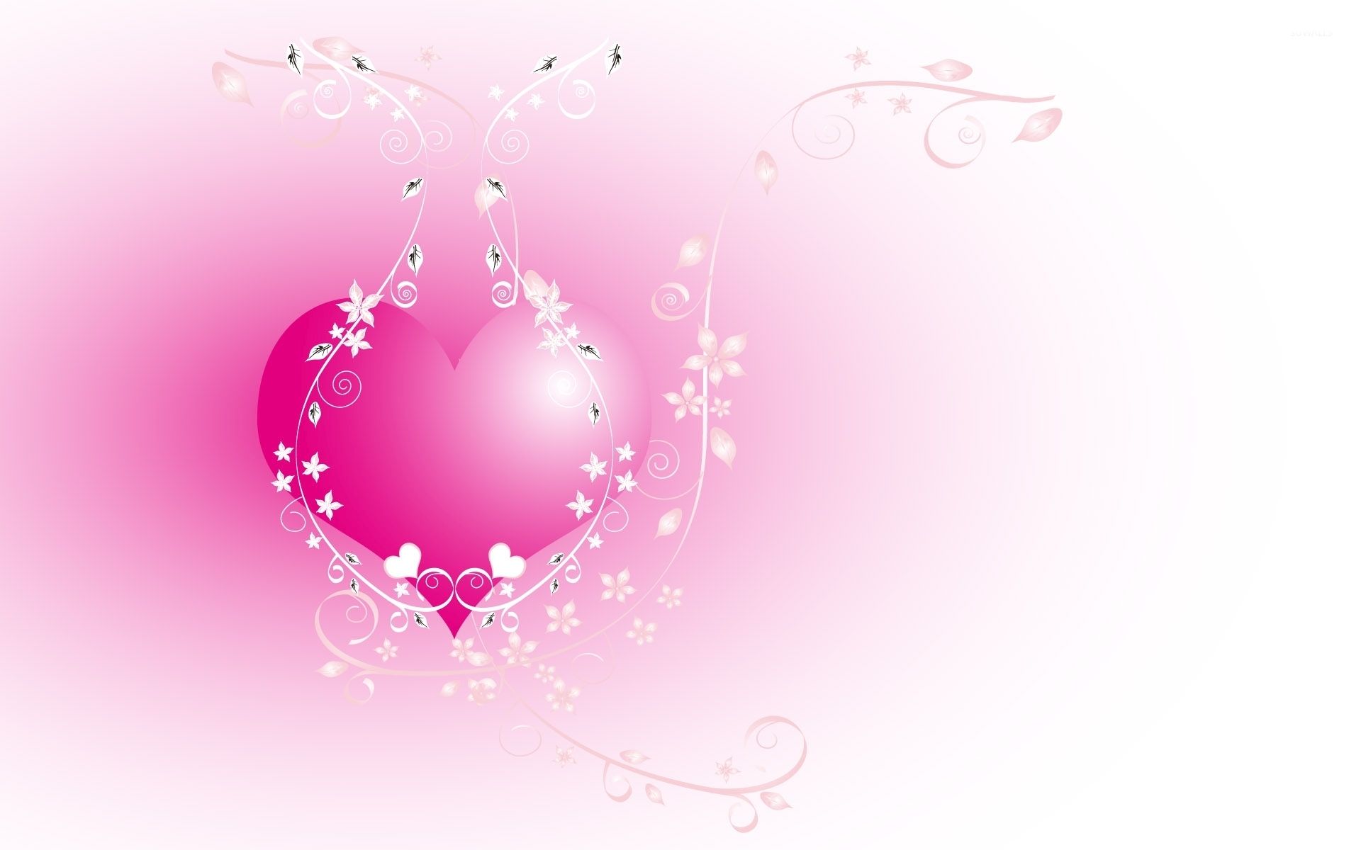 Pink heart chained in the flowers wallpaper Art wallpaper