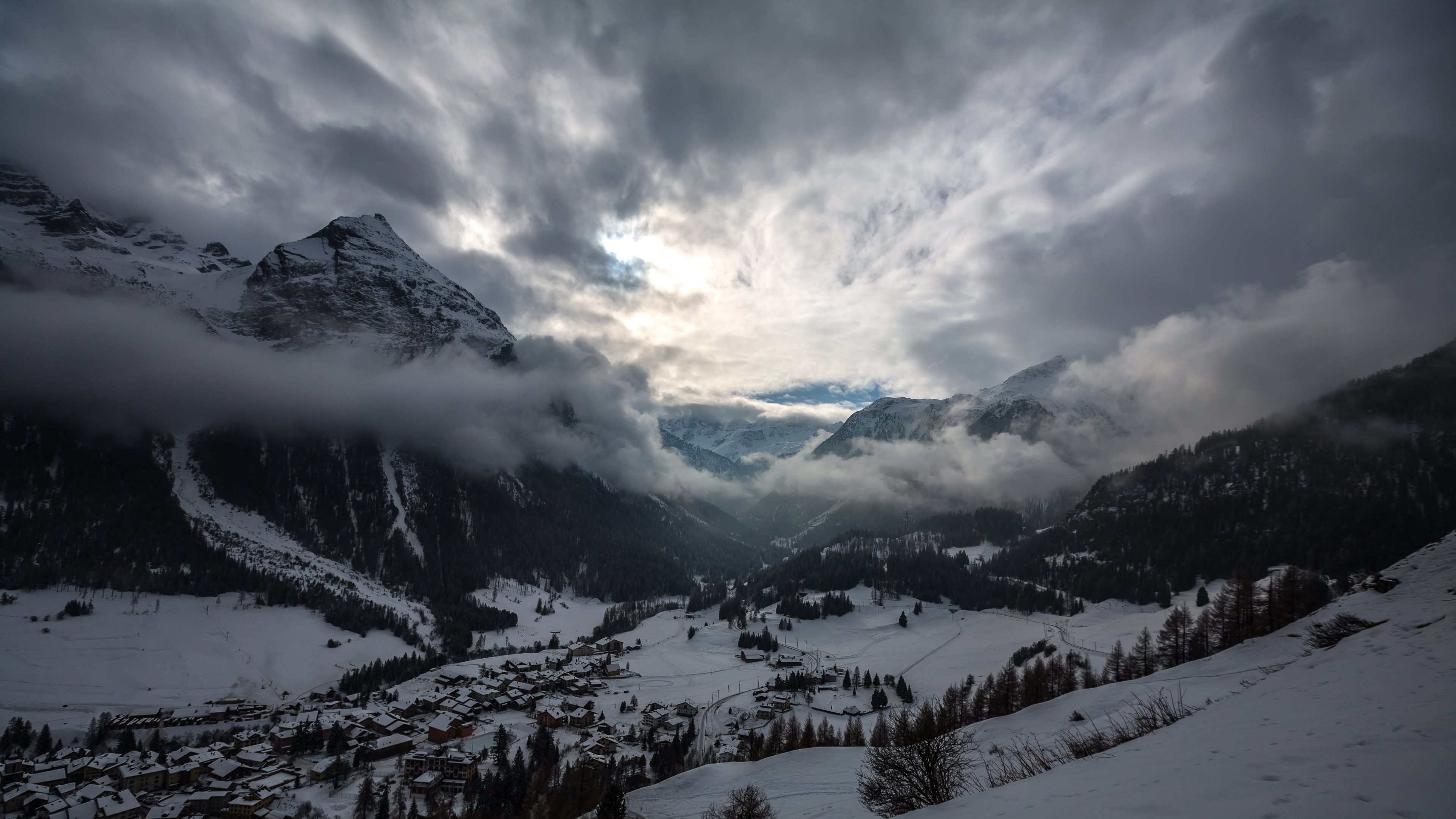 nature, Landscape, Clouds, Mountain, Snow, Mist Wallpaper HD