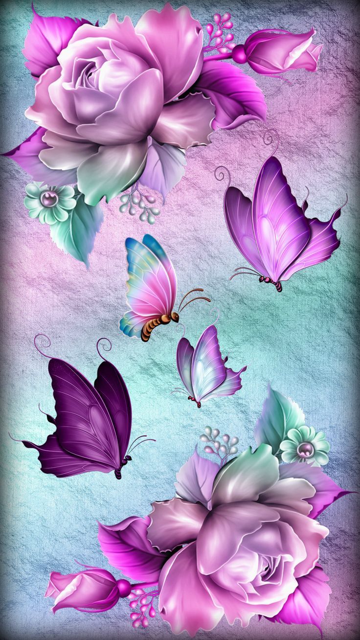 Roses & Butterflies. Flower phone wallpaper, Butterfly wallpaper background, Butterfly artwork