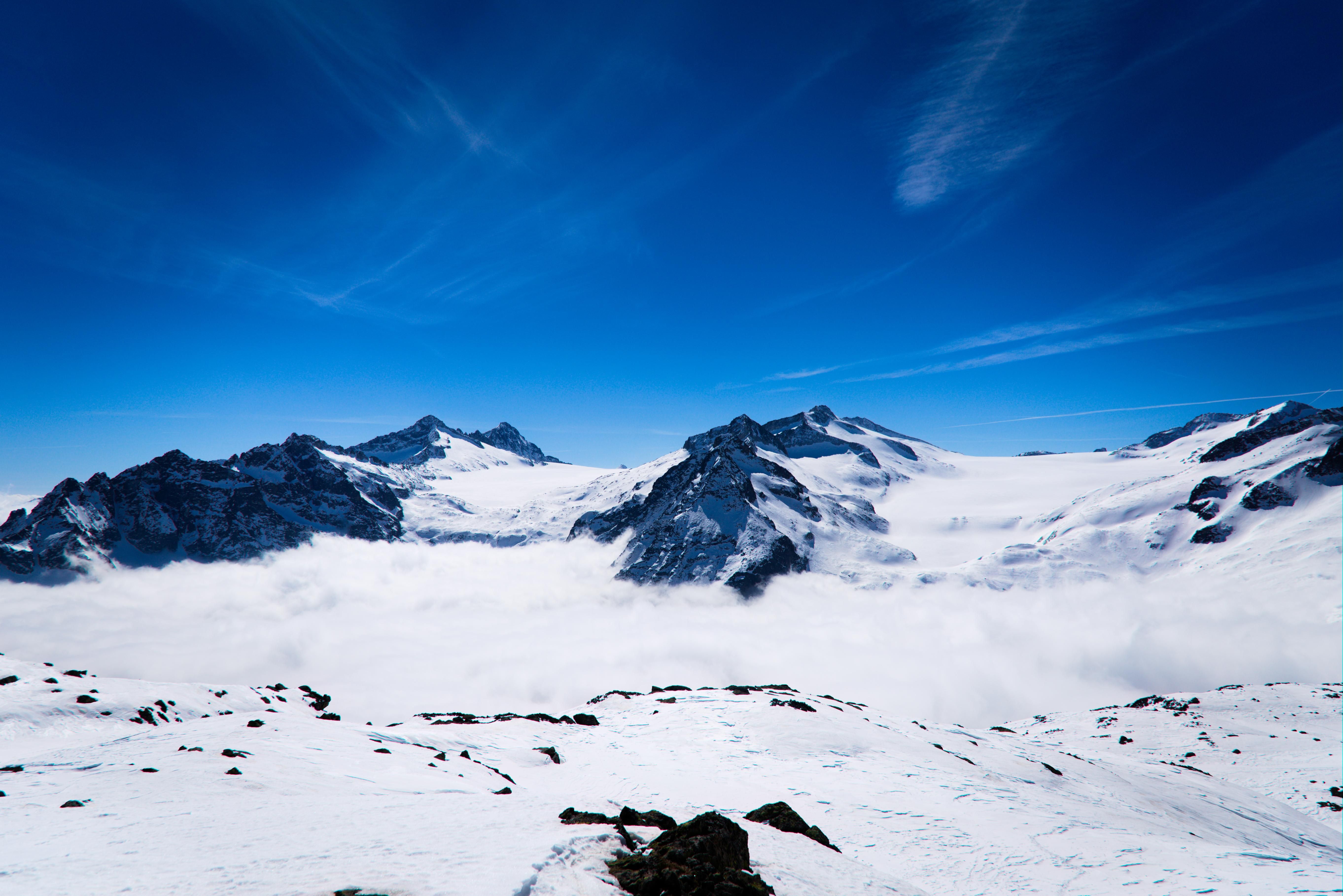 wallpaper mountains, snow, clouds, snowy, nature HD, Widescreen