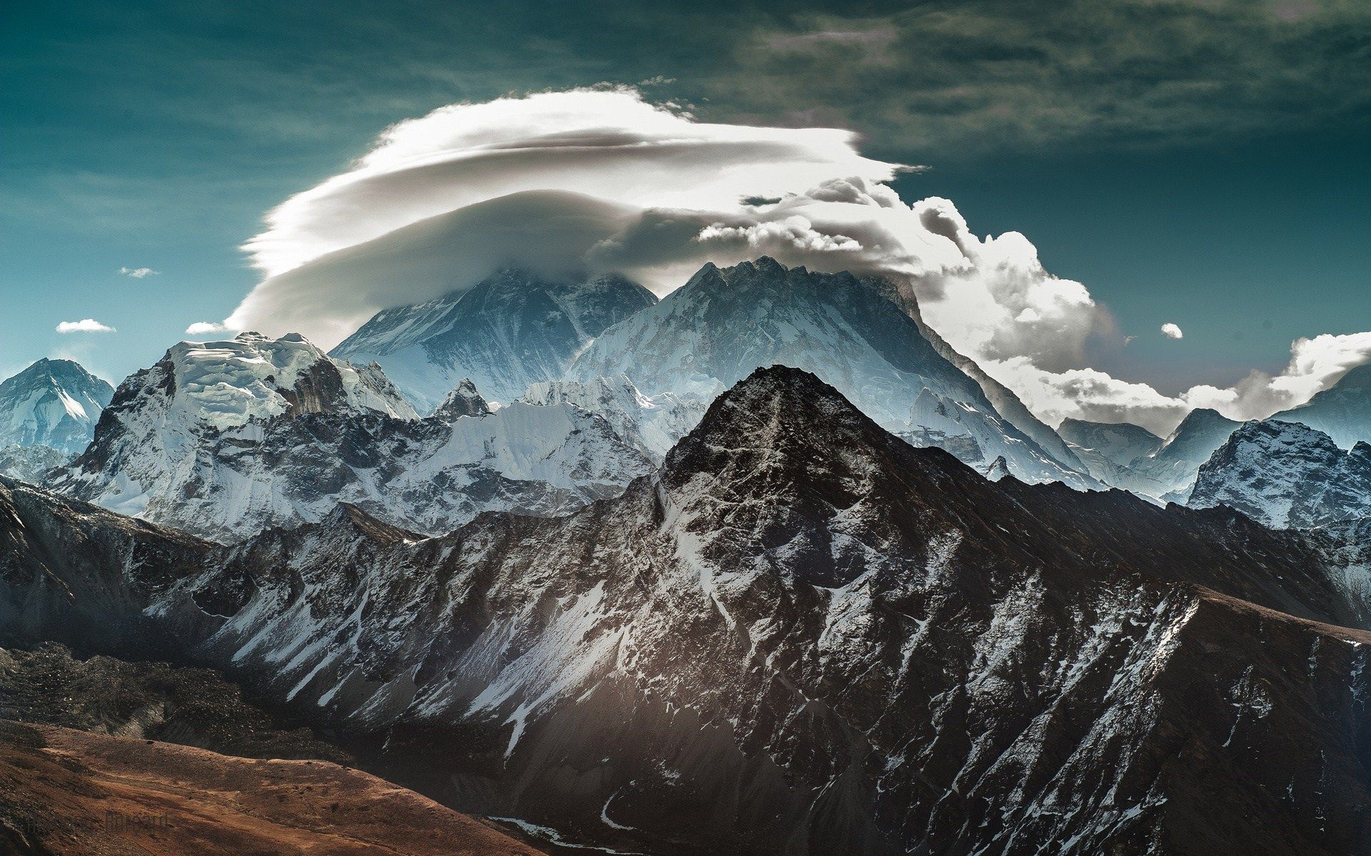 Mountains Snow Clouds Sky Nature Photo