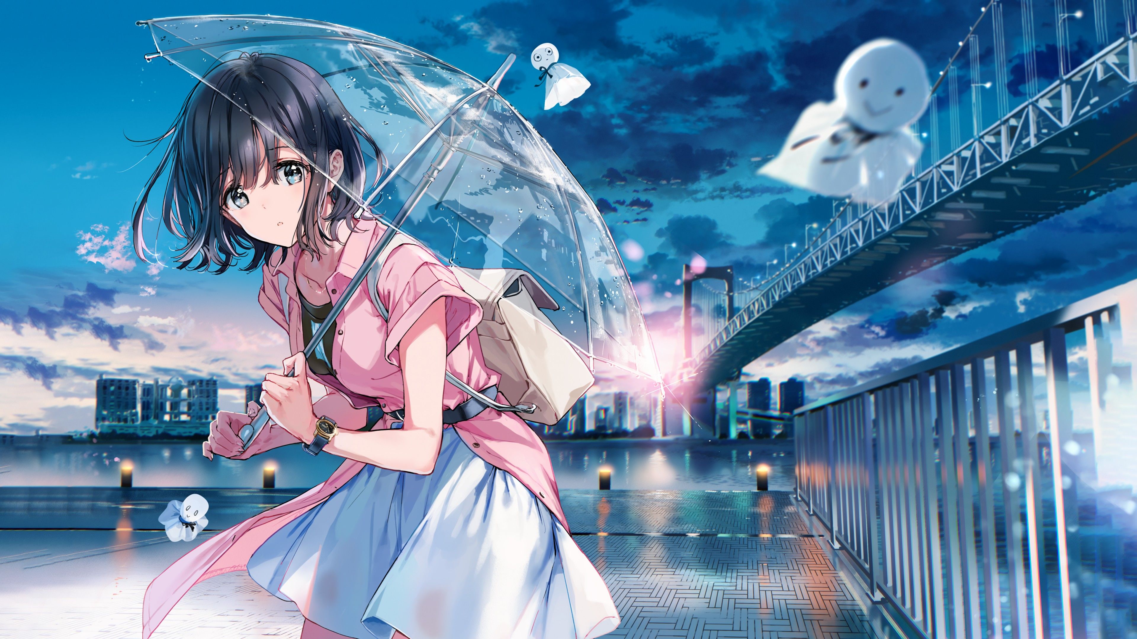 The Umbrella Girl 4K Wallpaper