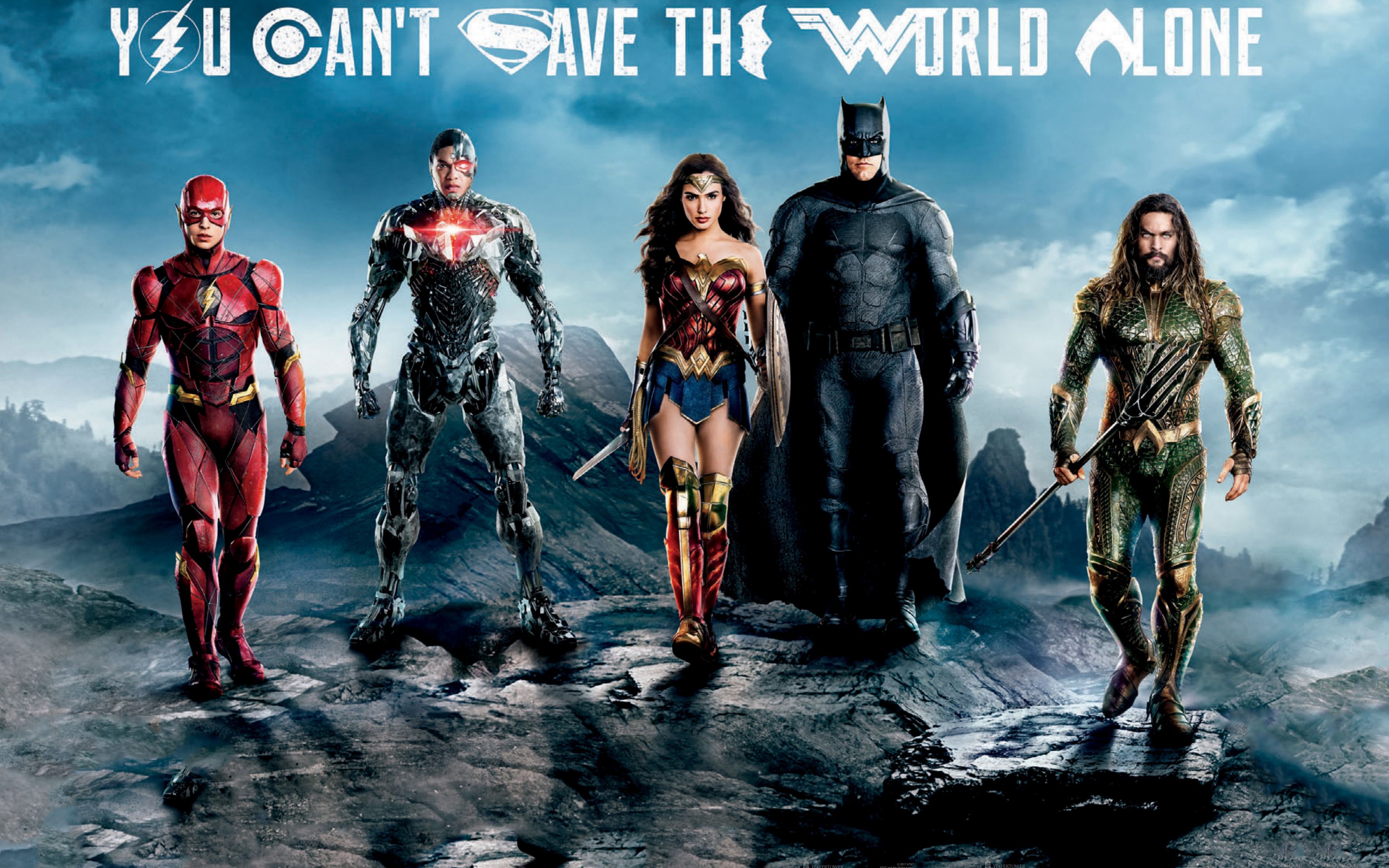 Desktop Wallpaper Justice League, The Flash, Cyborg, Wonder Woman