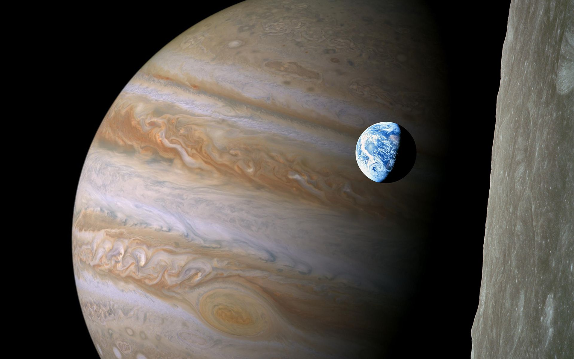 Jupiter and Earth Wallpaper HD. Awesome