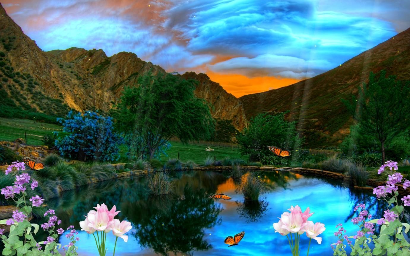 Golden Nature Animated Wallpaper. Lake photo, Beautiful