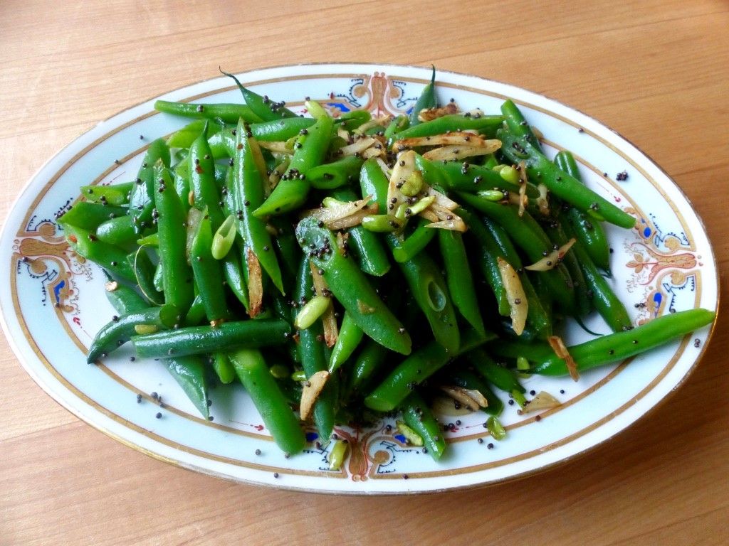 Green Beans with Garlic and Black Mustard Seed (Tested). Dining for Women