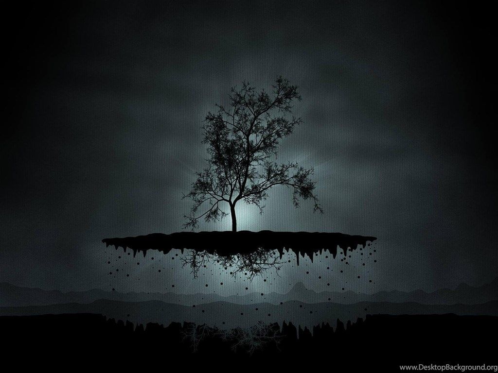 Dark Flotation Tree Roots Night Levitation Wallpaper Cover Photo