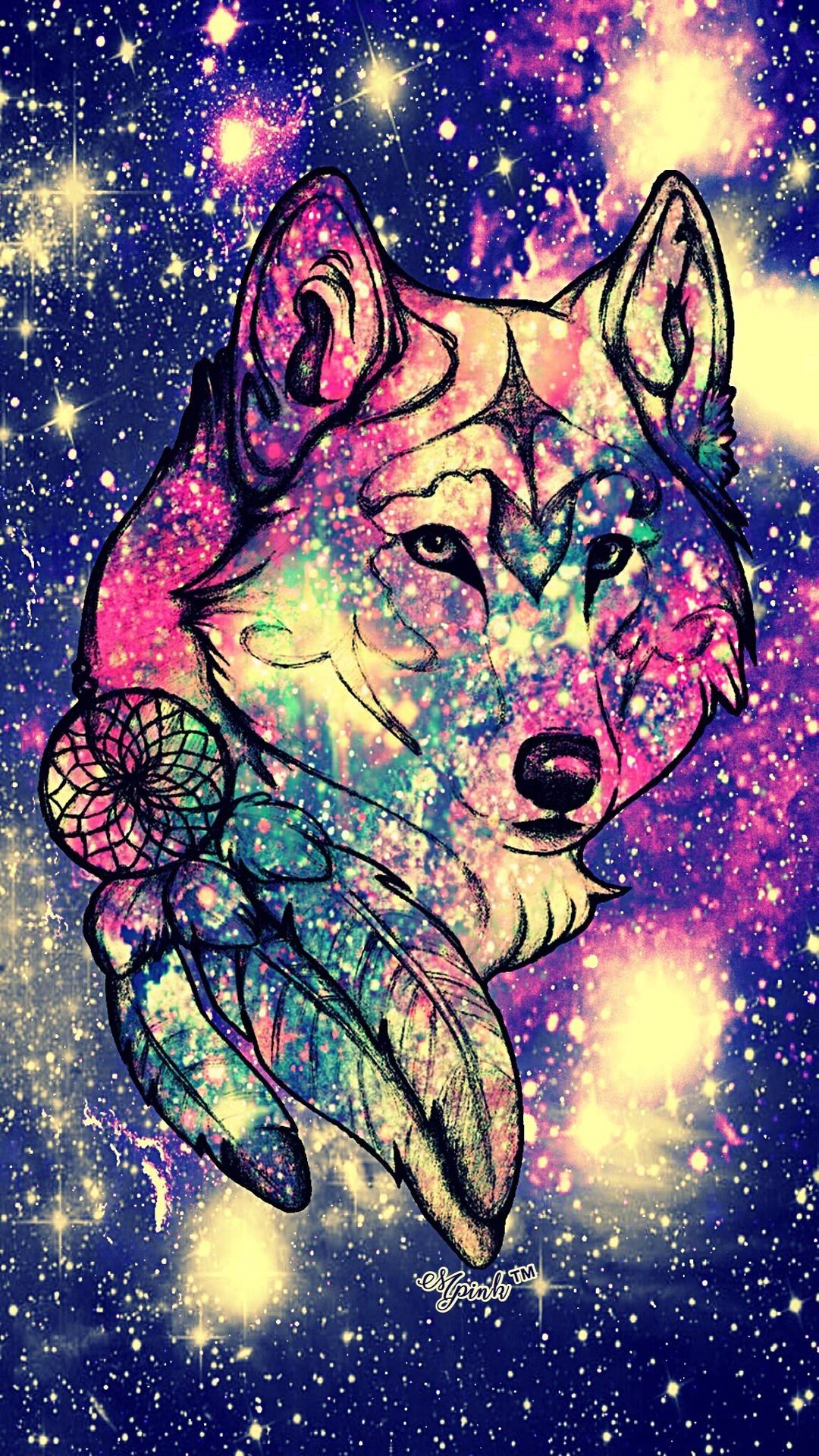 Black Wolf Galaxy Wallpaper
