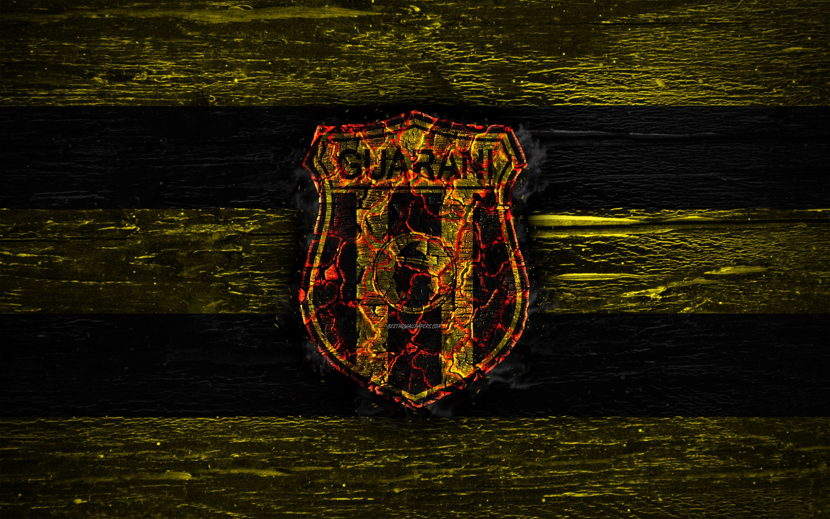 Download wallpaper Guarani FC, fire logo, Paraguayan Primera
