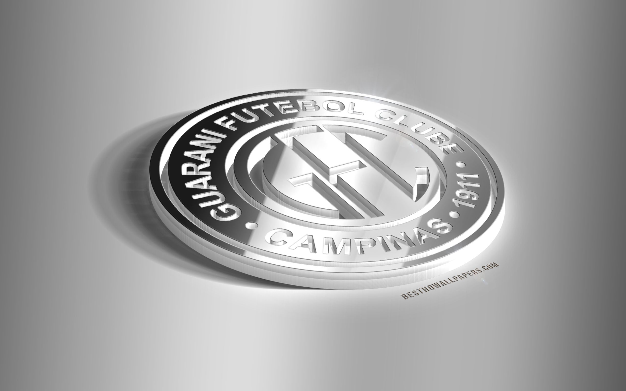 Download wallpaper Guarani FC, 3D steel logo, Brazilian football