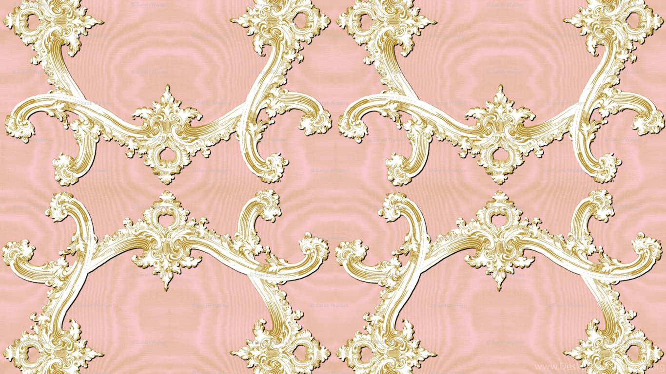 The Rococo Swag Ballet Pink Moire And Gilt Wallpaper