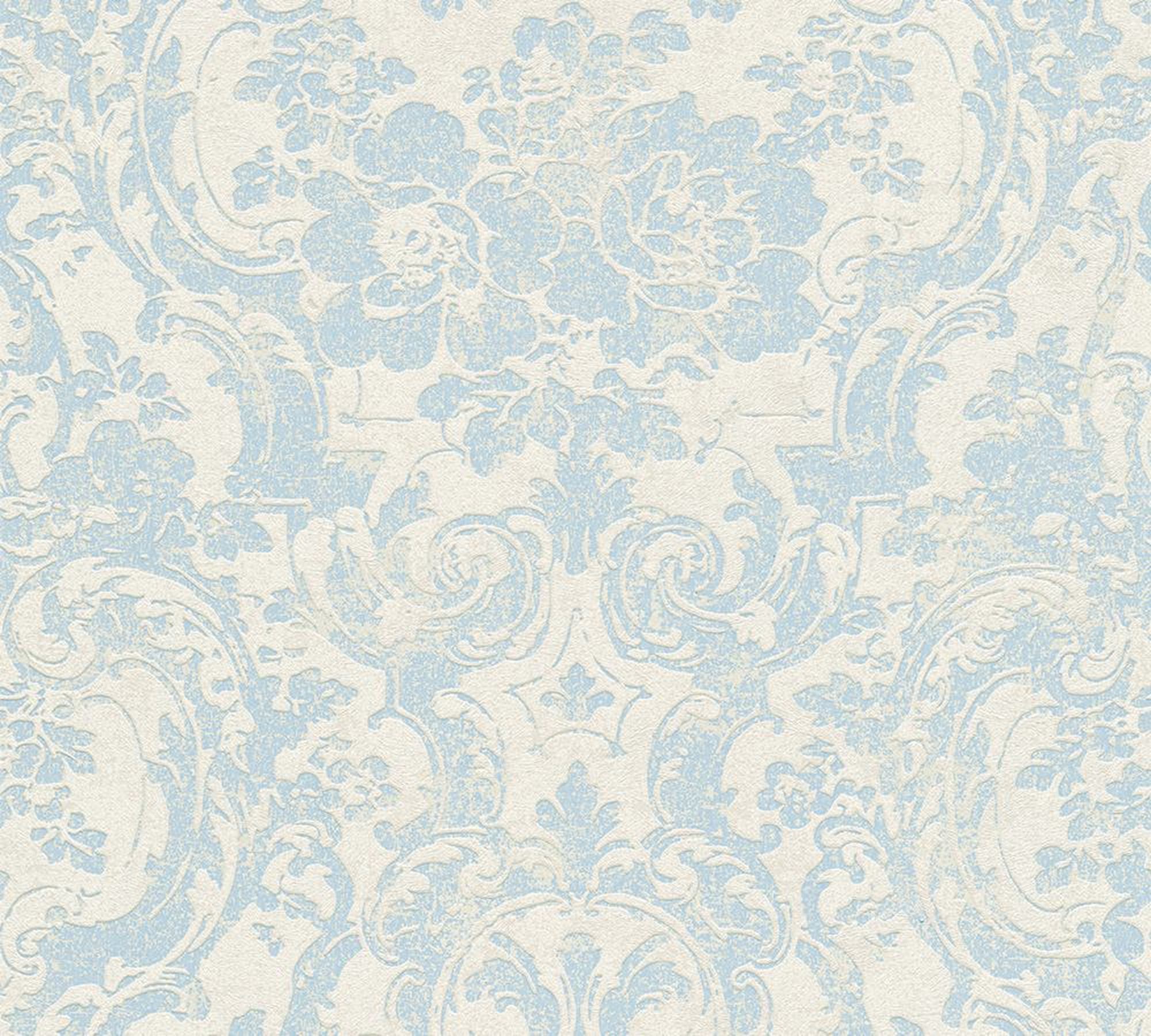Blue Baroque Ornament Wallpaper