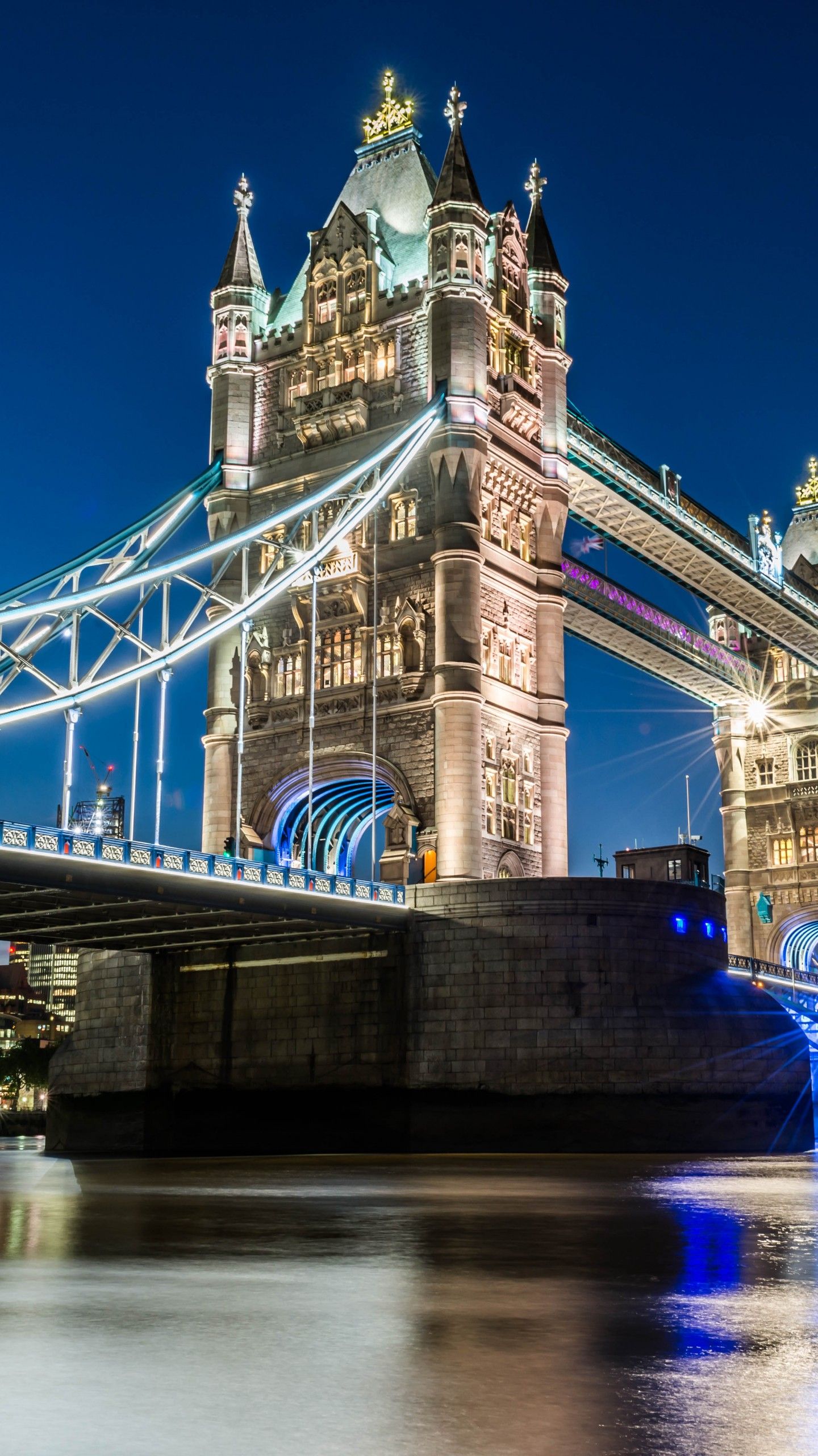 Wallpaper Tower Bridge, Night, Reflections, London, 5K, World